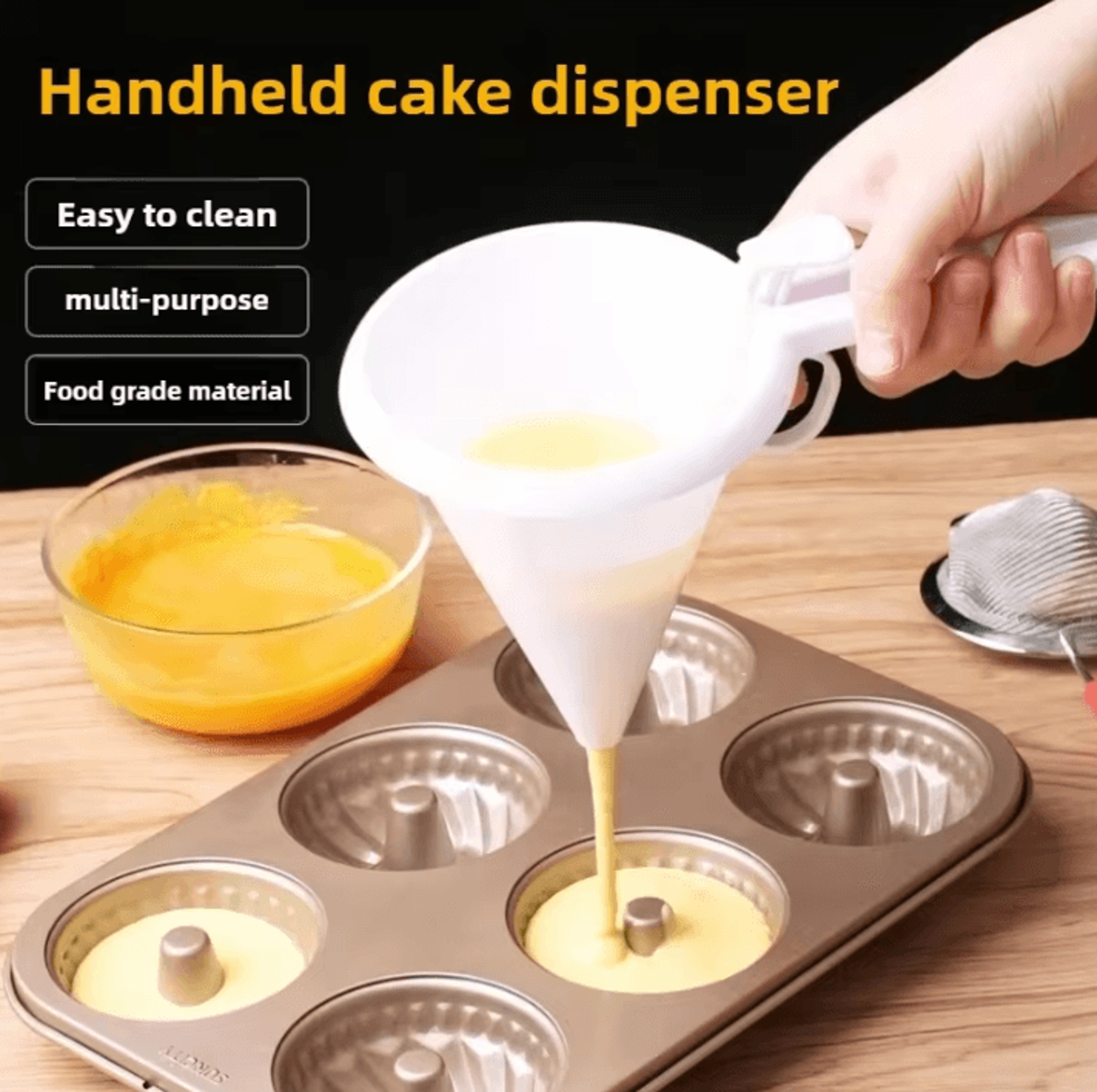 precision pour batter dispenser cup – handheld cupcake batter dispenser for mess-free baking & perfect portions
