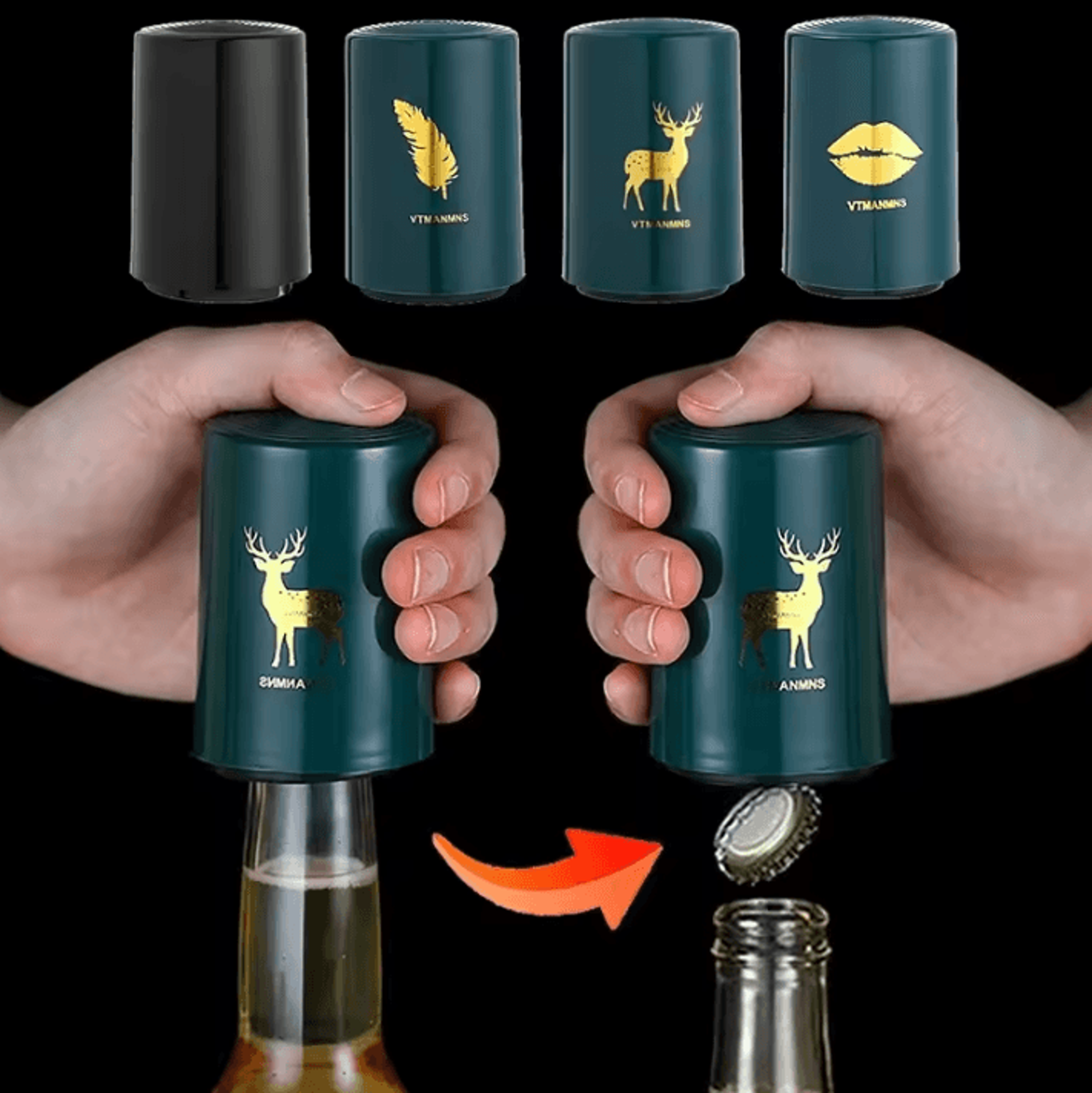 quickpop automatic beer bottle opener – stainless steel magnetic bottle opener with one-press cap release