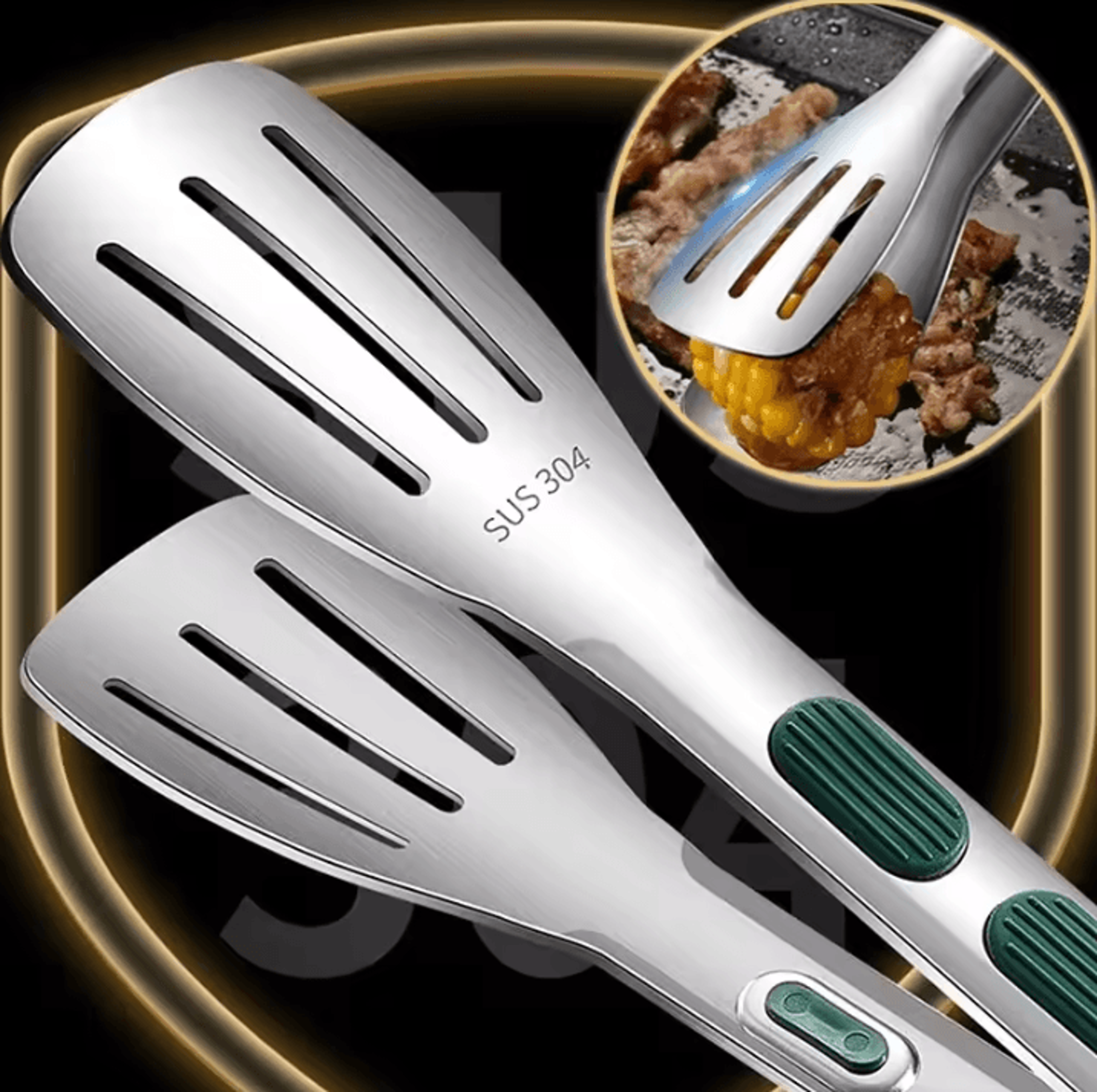 progrip stainless steel food tongs – non-slip bbq grill tongs for cooking, serving & barbecue