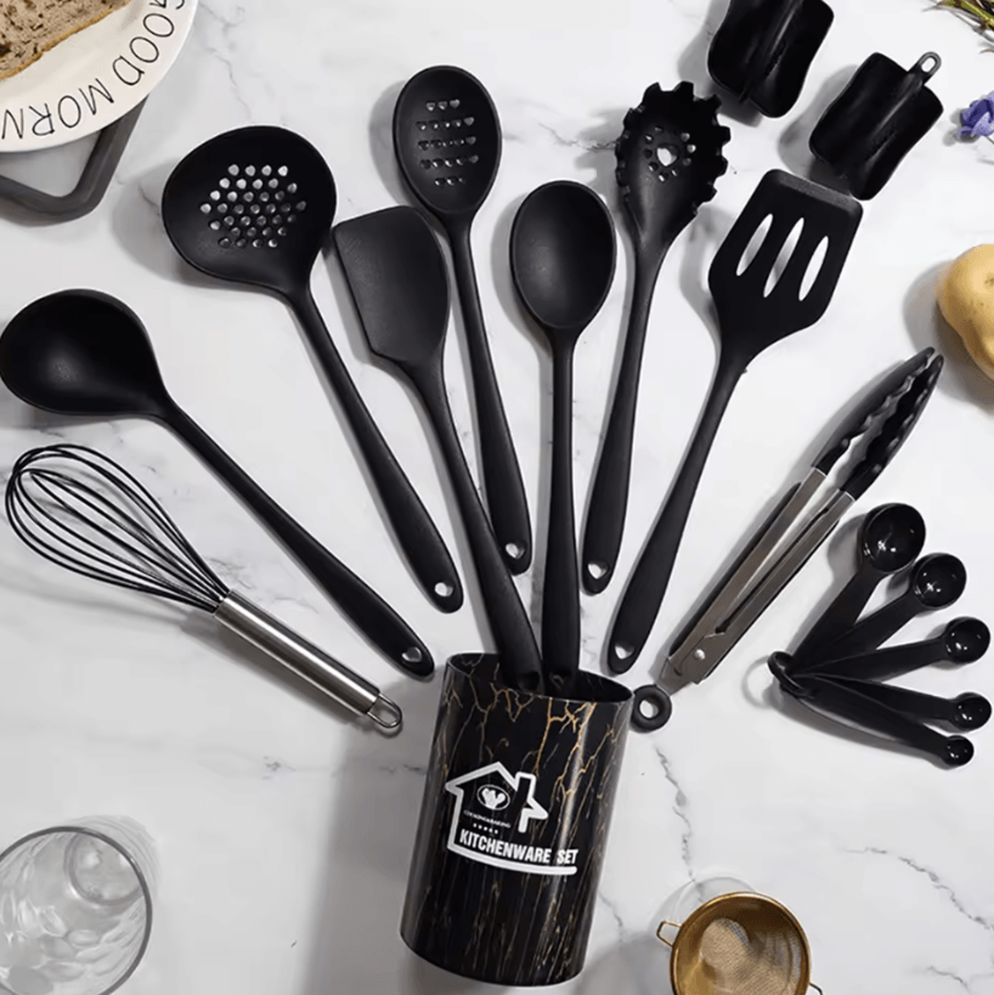 prochef silicone kitchen utensils set 18 piece heat resistant silicone cooking utensil set for nonstick cookware