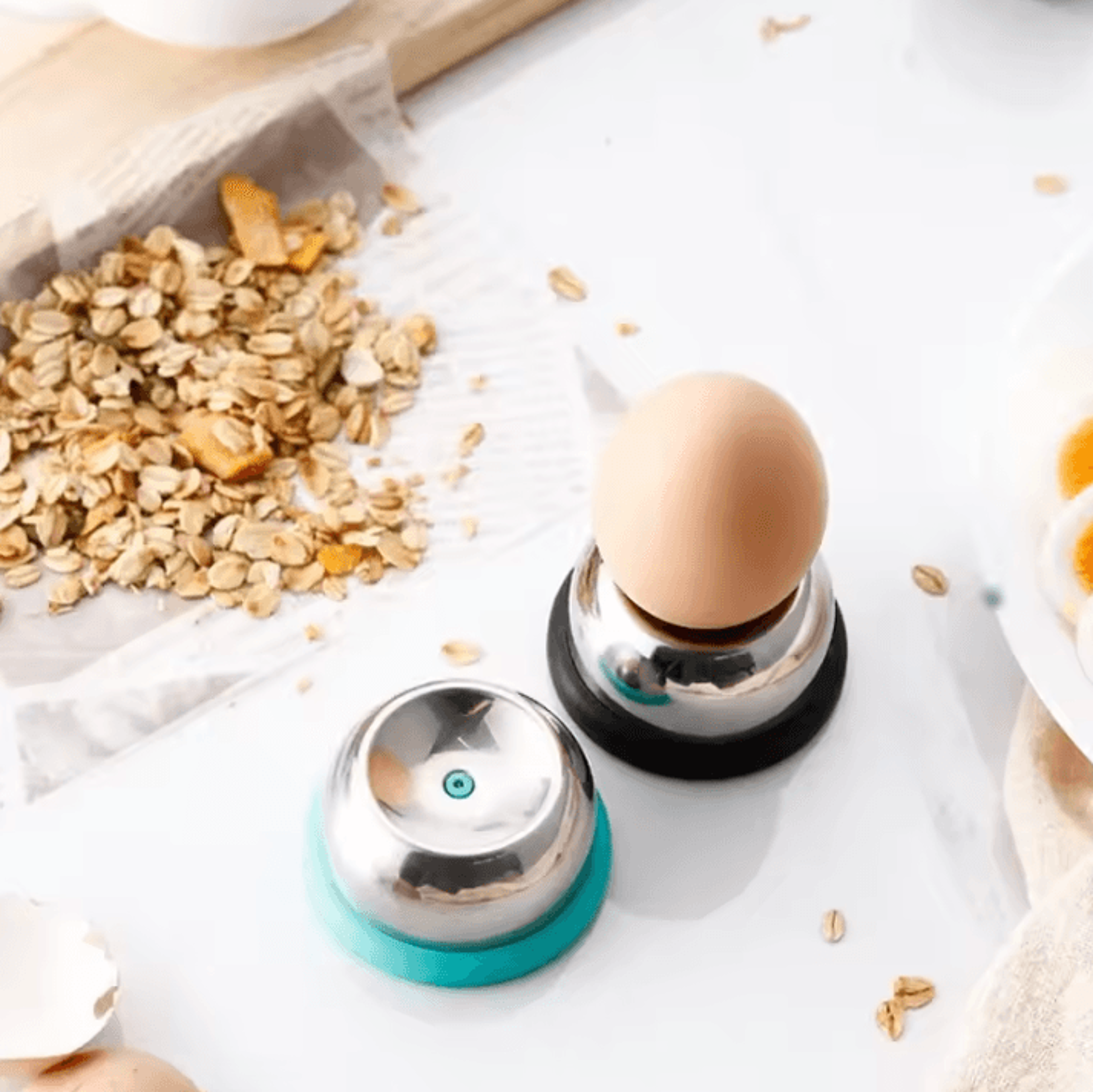 304 stainless steel egg piercer tool – compact egg pricker for boiling eggs with safety base
