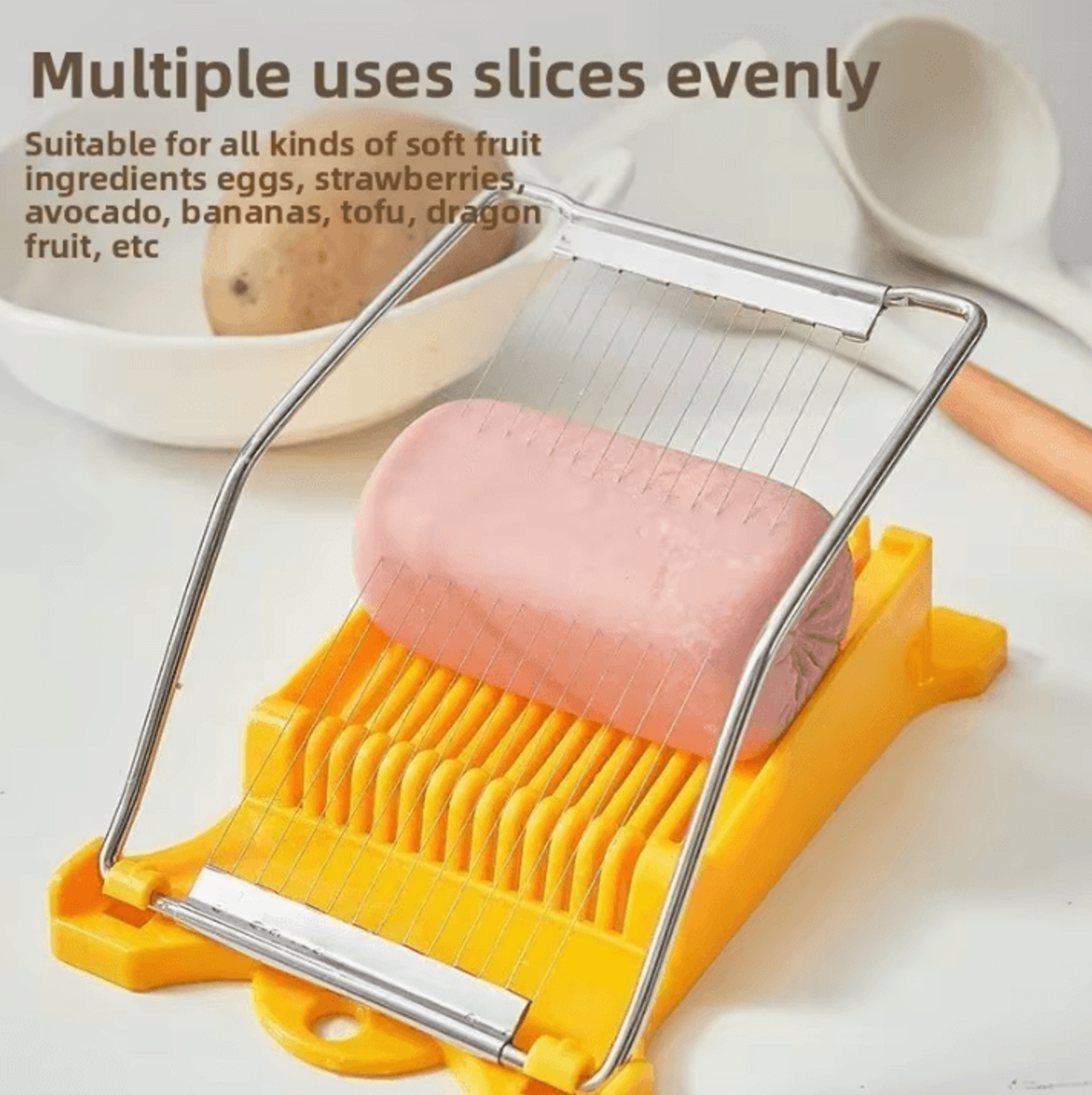 multi-function stainless steel egg slicer – precision ham & fruit slicer cutter kitchen tool