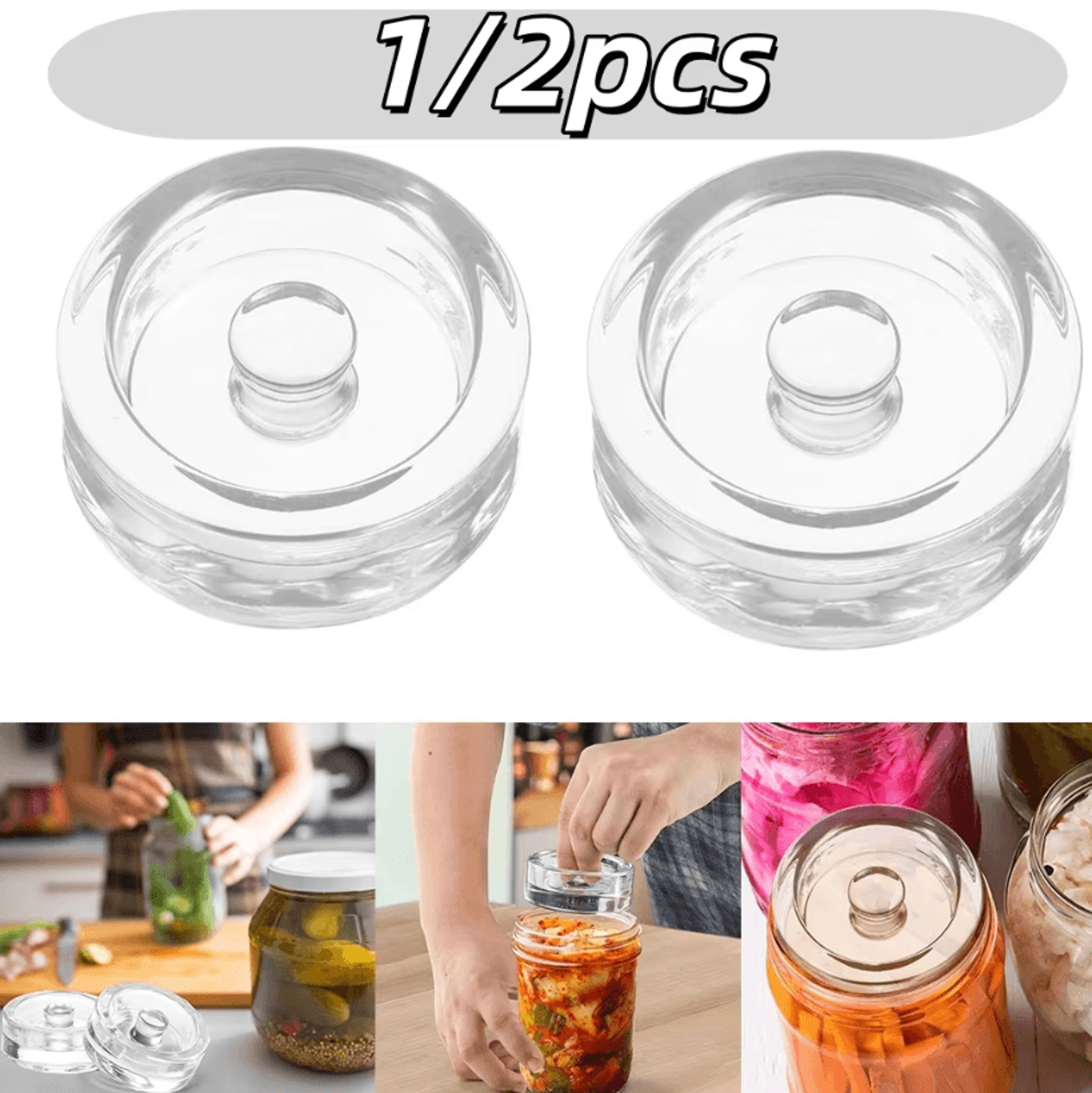 premium glass fermentation weights for wide mouth mason jars – easy-grip pickling & fermenting kit