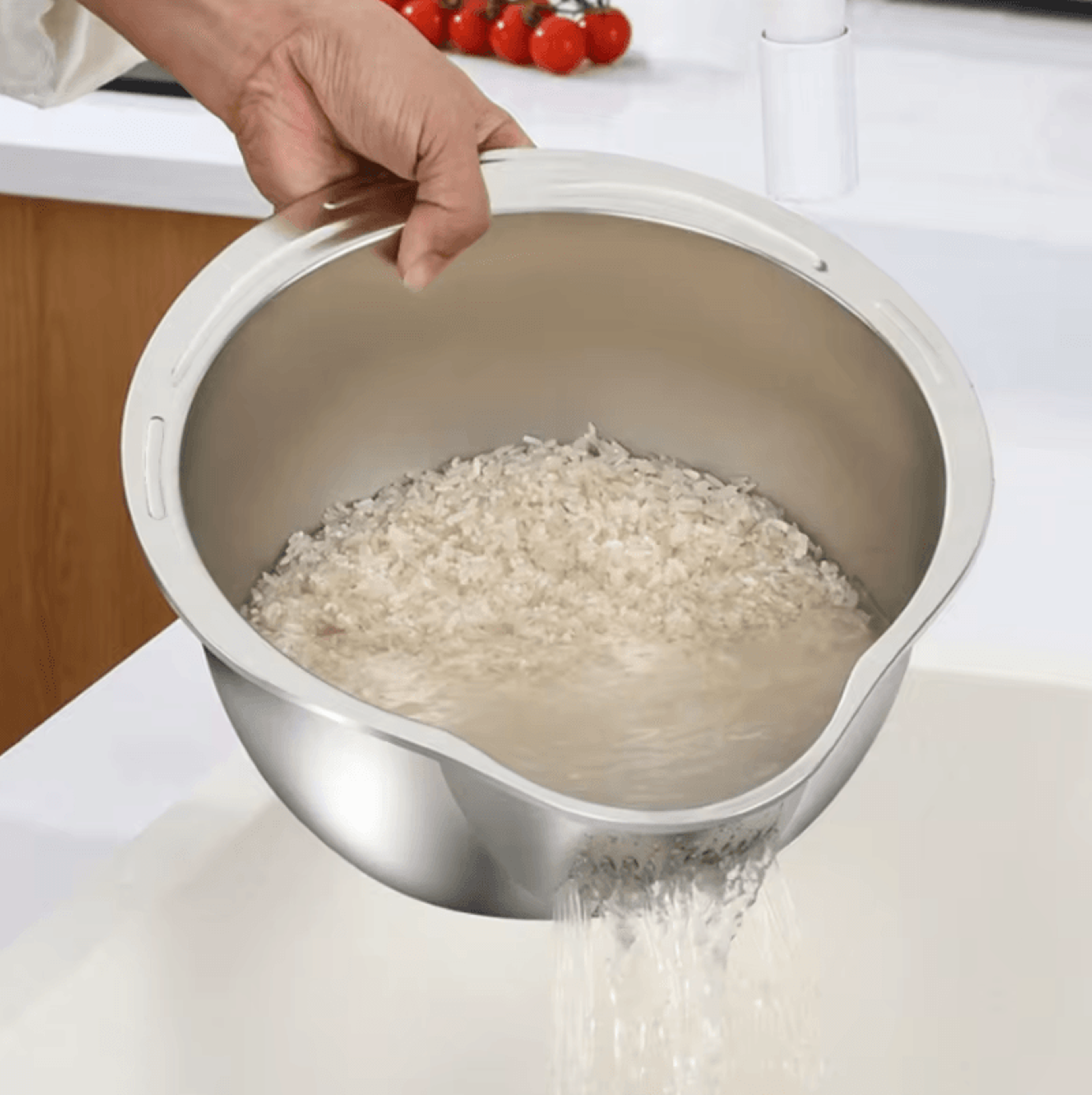 stainless steel rice washing bowl & vegetable strainer – multi-use kitchen drain basket