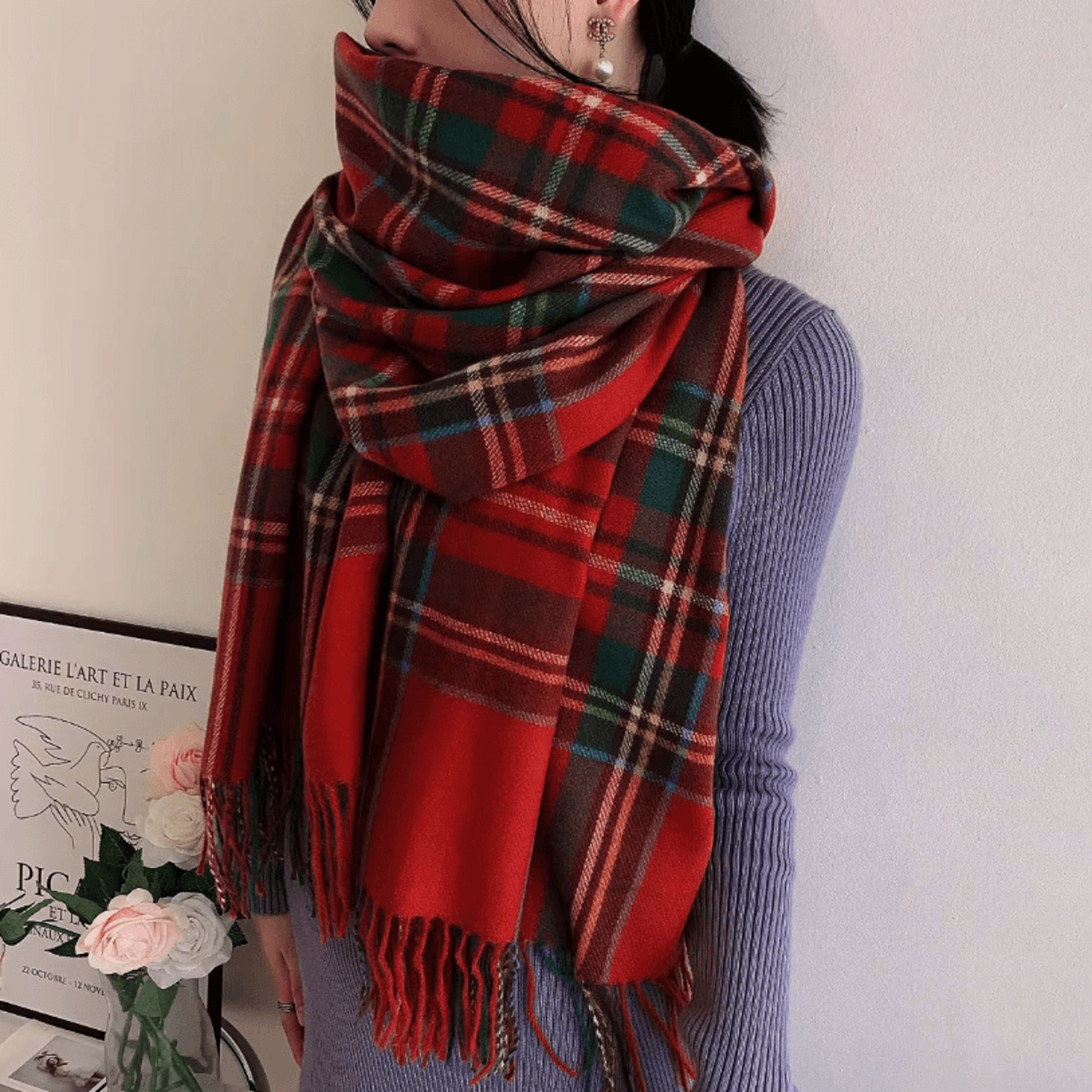womens scottish tartan plaid scarf – soft warm long wrap shawl
