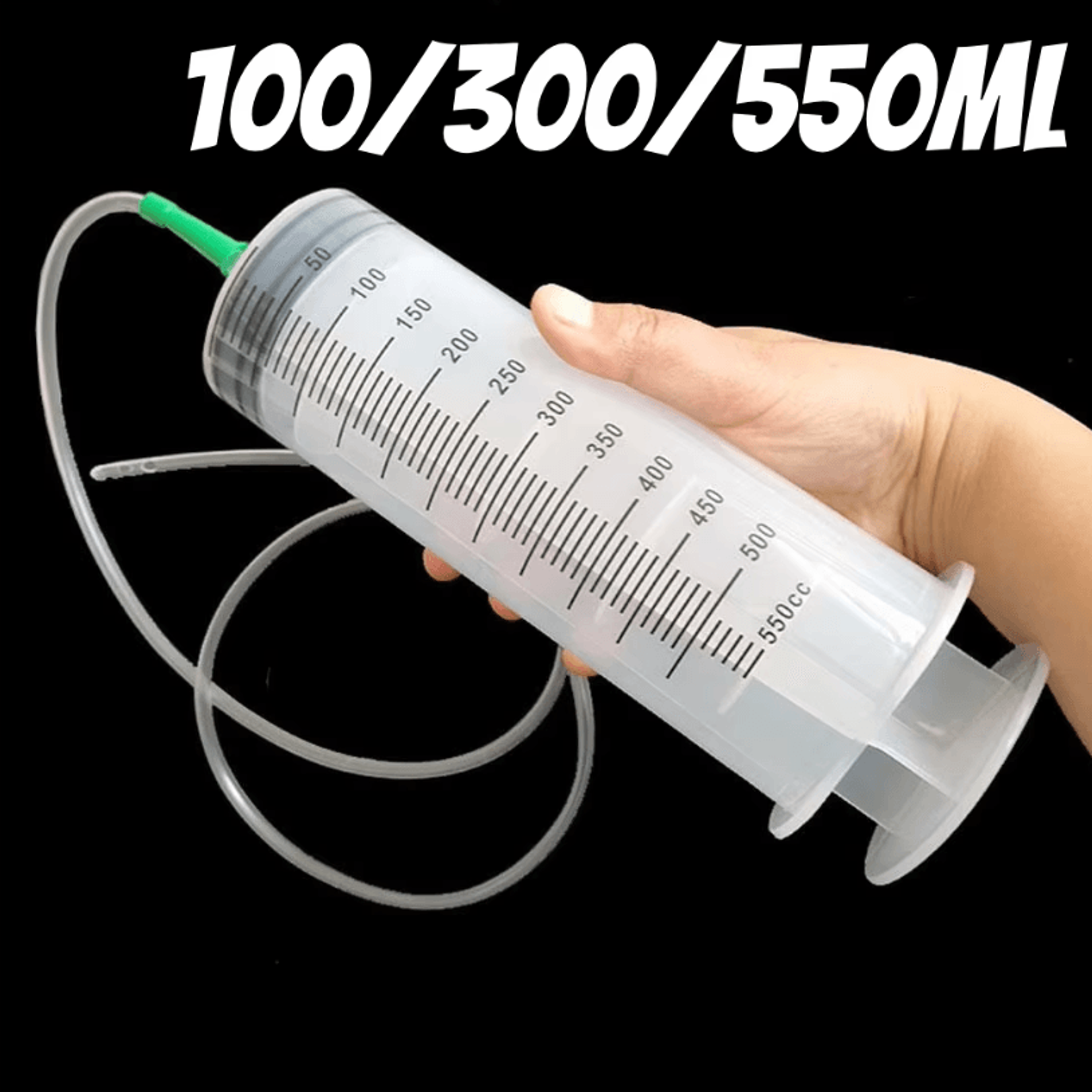 heavy-duty large capacity syringe pump with hose – precision oil & fluid transfer tool (100/300/550ml)