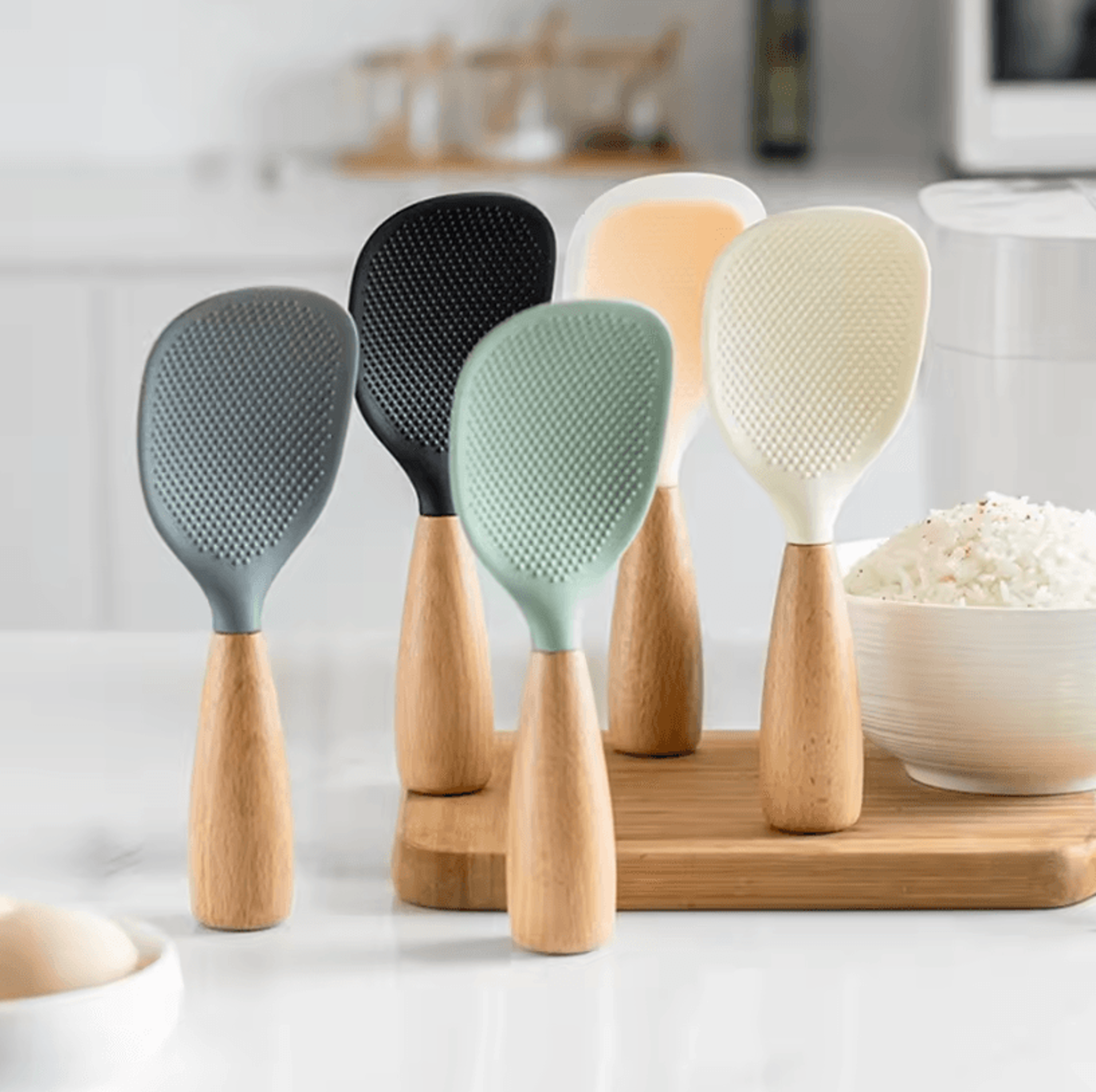 high-temperature silicone cooking spoon – non-stick rice & pot spoon with anti-scald handle