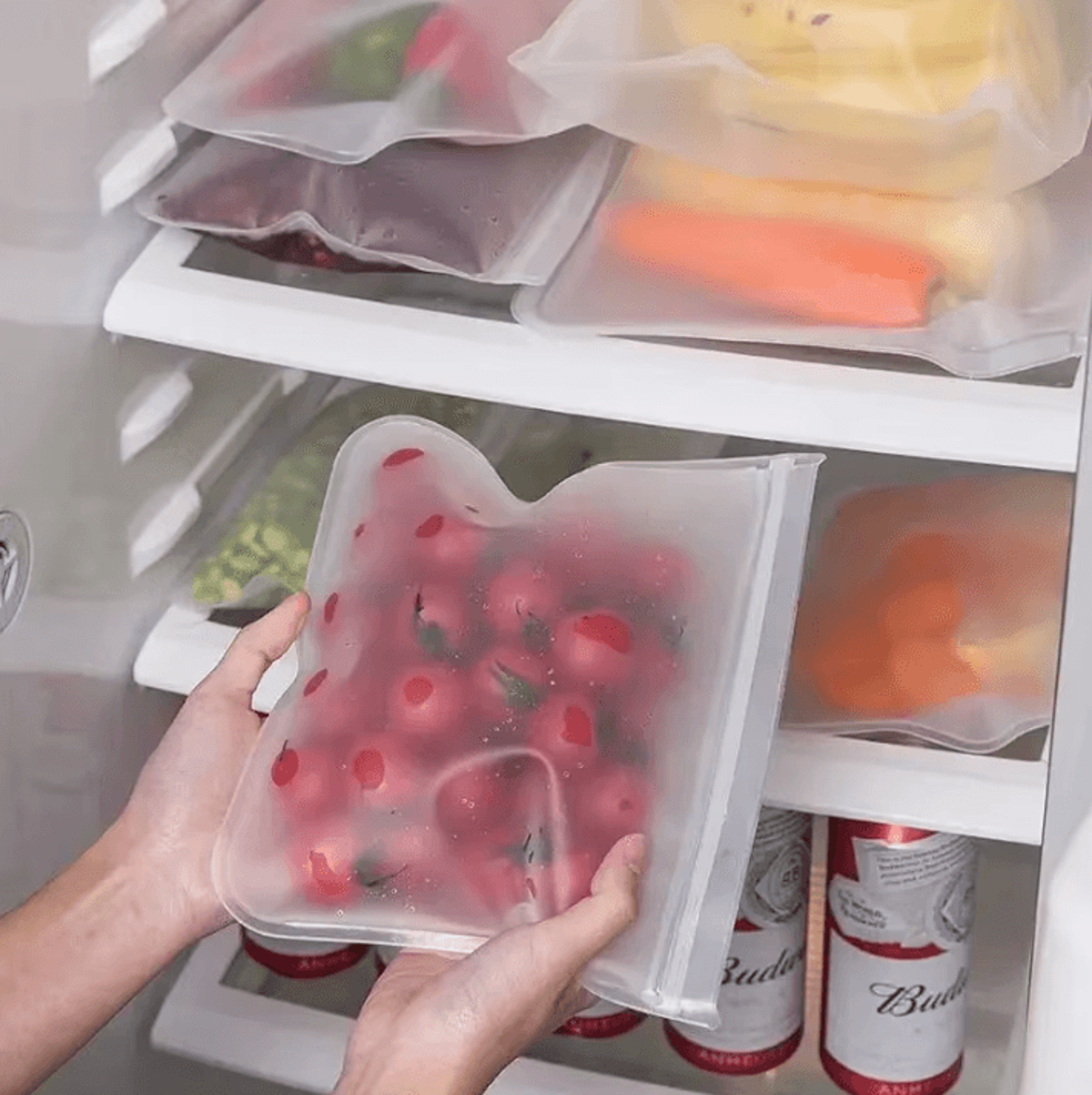 reusable silicone ziplock food bags – bpa-free leakproof freezer & lunch storage bags