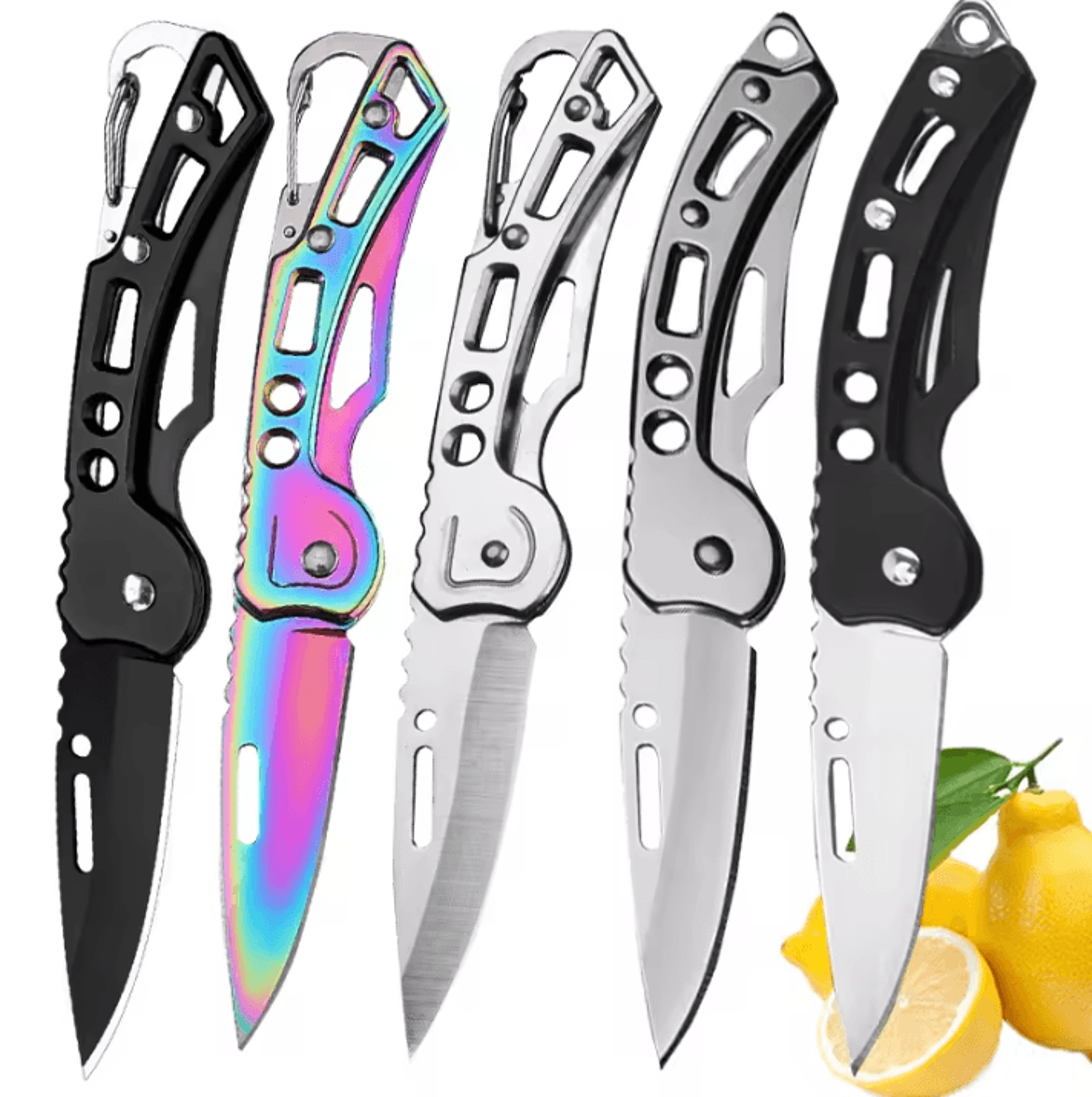 portable folding fruit knife with keychain – mini stainless steel pocket knife for everyday use