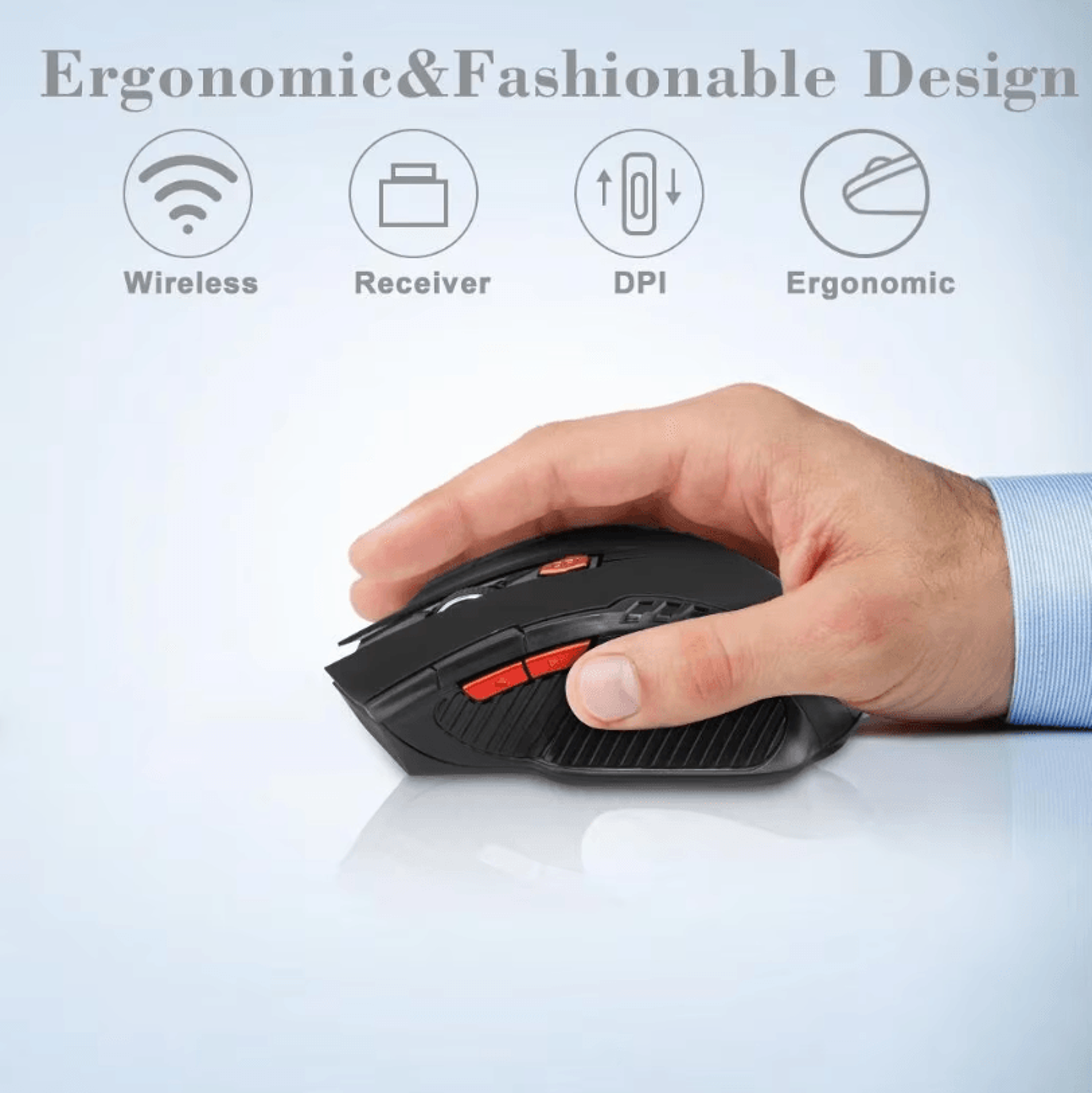 2.4g wireless gaming mouse – 1600 dpi optical 6-button usb receiver mouse for pc & laptop