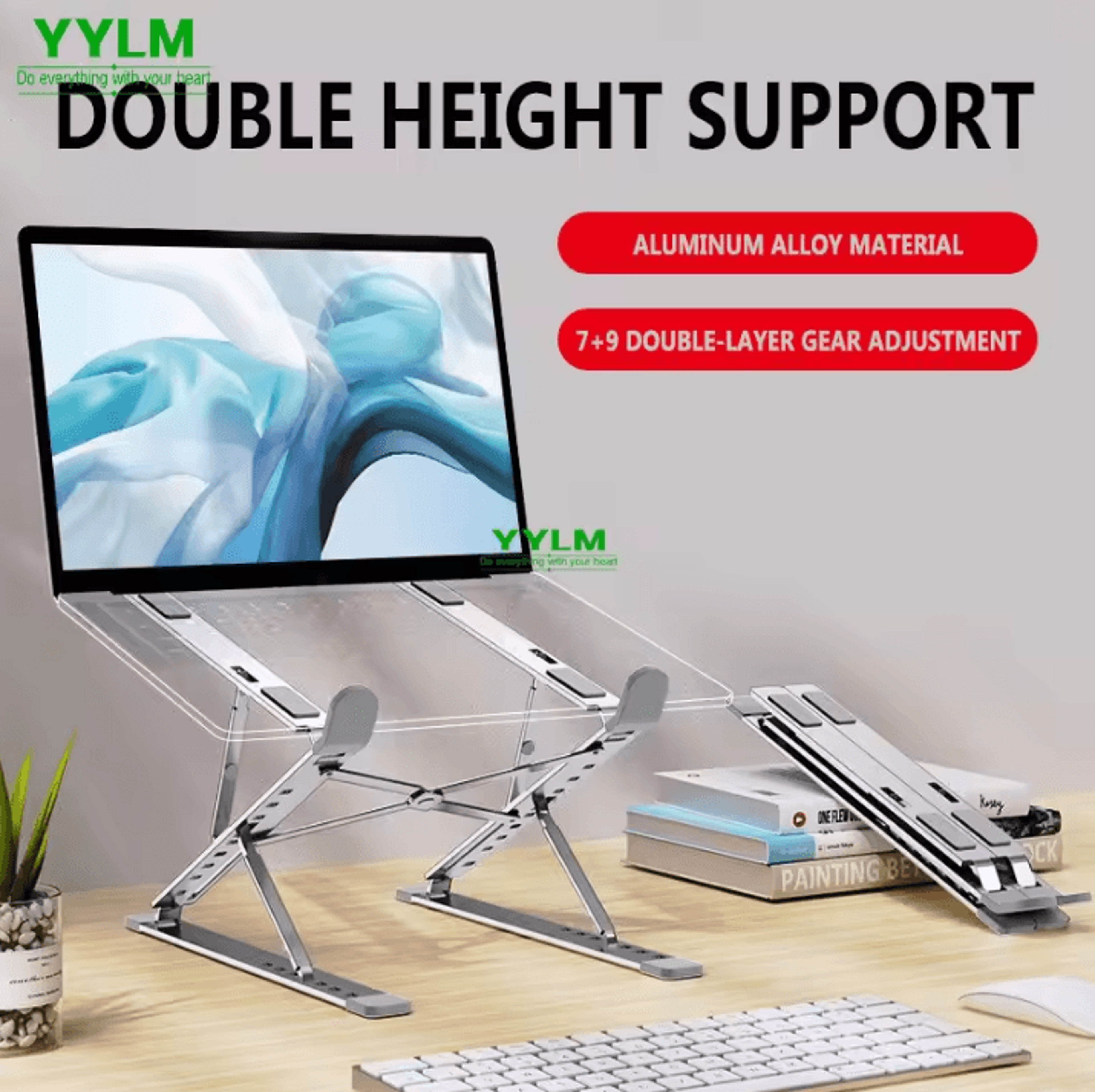 adjustable aluminum laptop stand – foldable ergonomic cooling stand for macbook & notebook