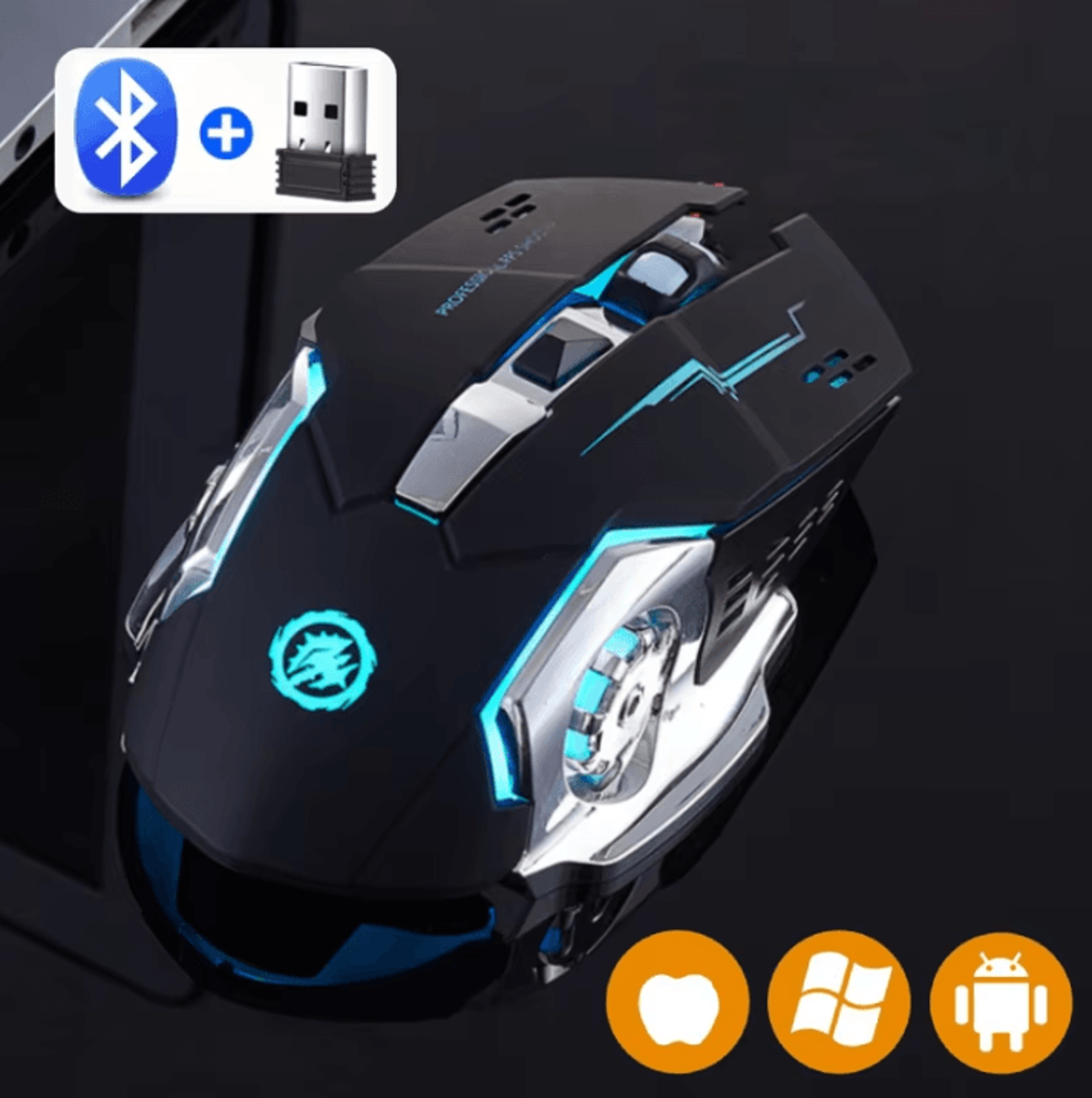 rechargeable wireless gaming mouse – silent bluetooth & 2.4g usb backlit mouse for pc & laptop