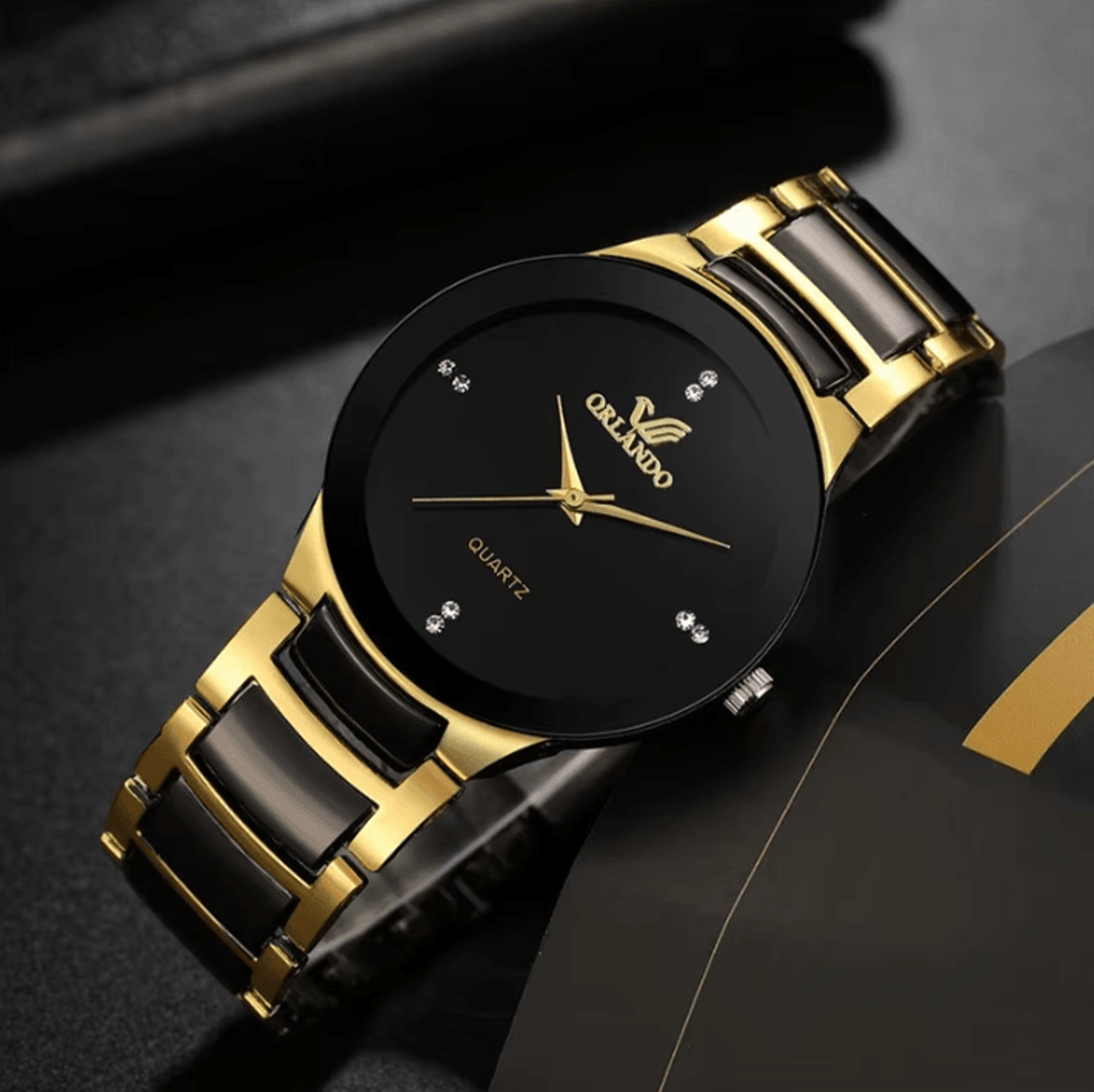 mens black steel business watch analog quartz dress wristwatch