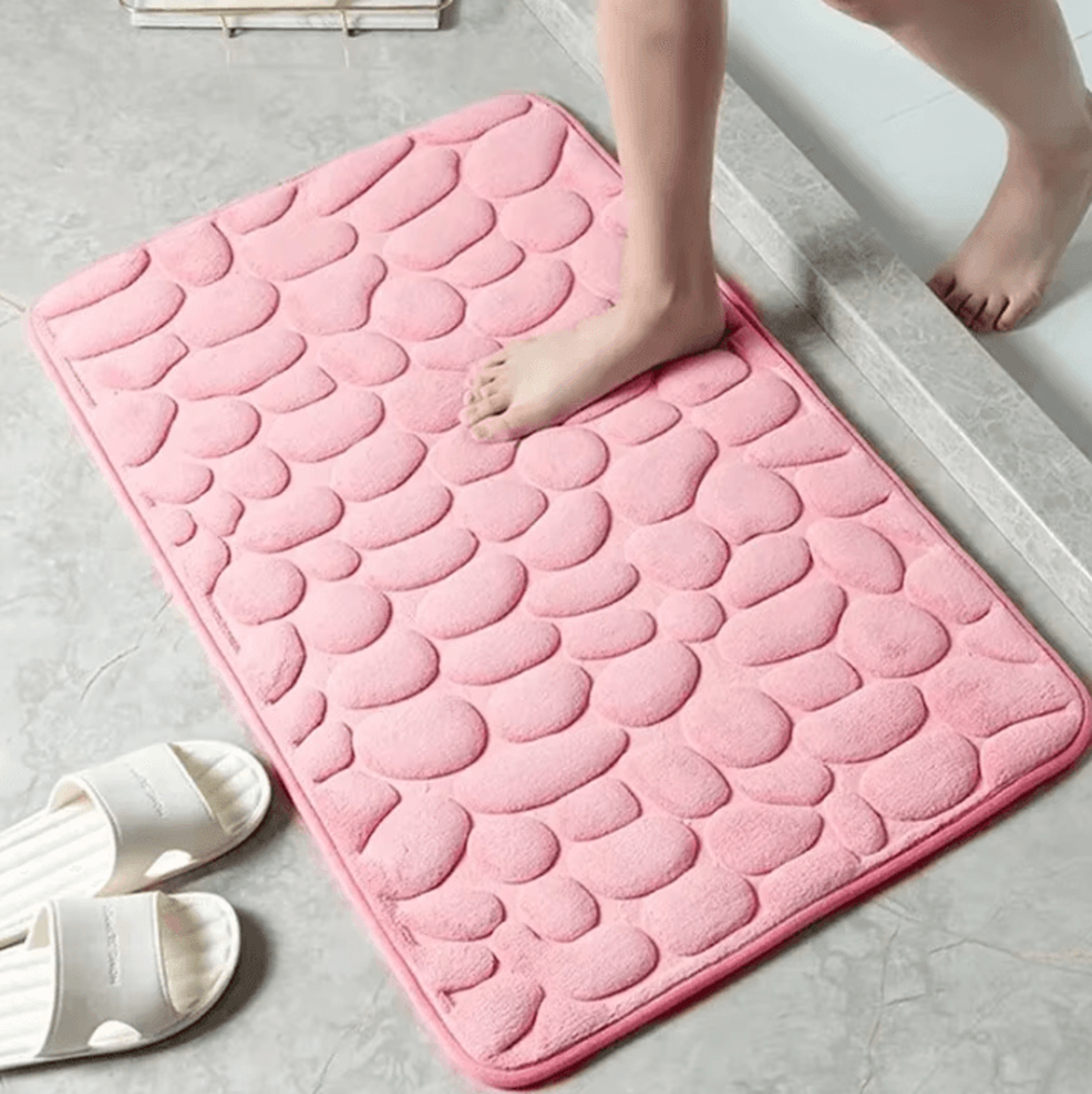 embossed pebble anti-slip floor mat – soft absorbent bathroom & living room carpet