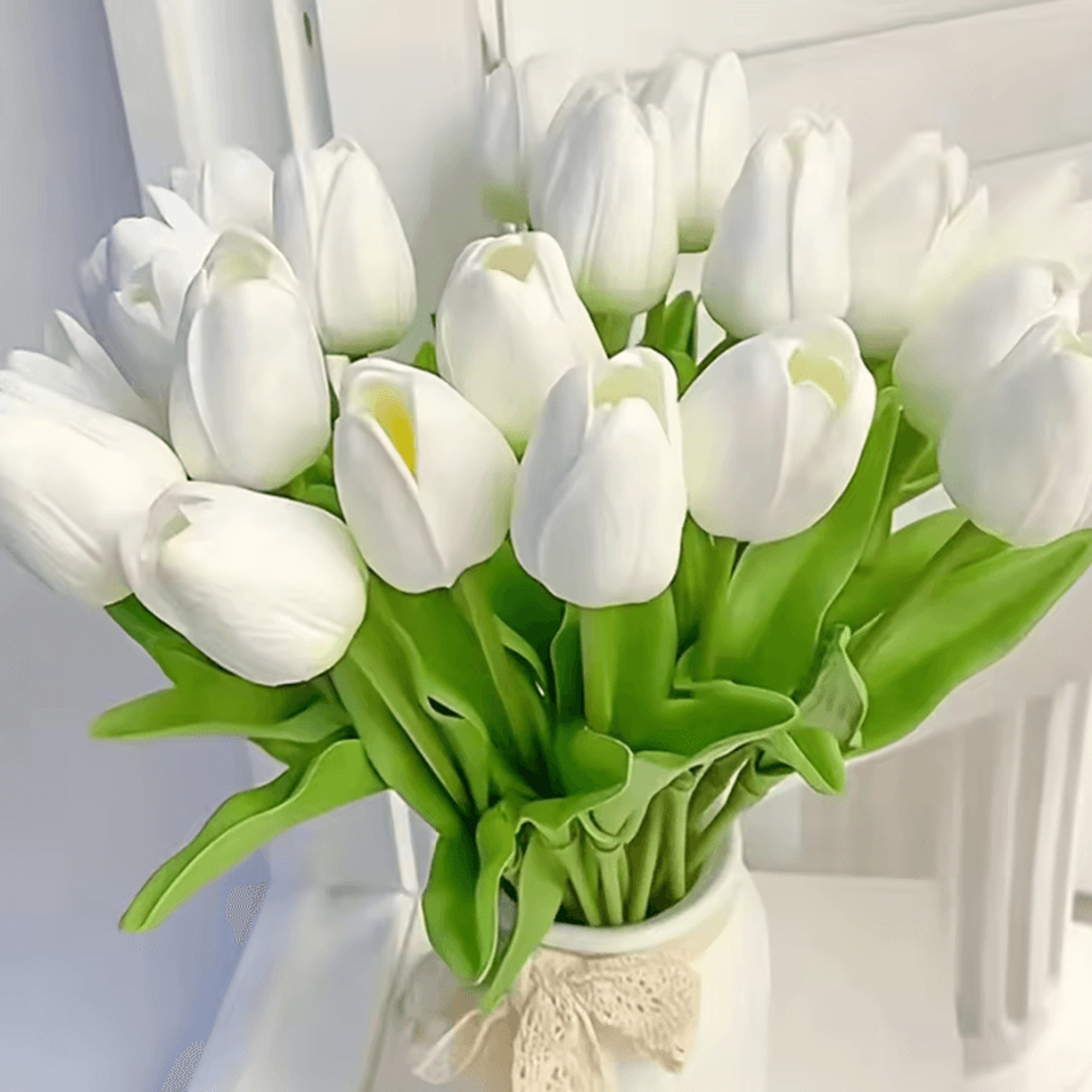 10-piece real touch tulip bouquet – lifelike artificial flowers for home, wedding & diy decor