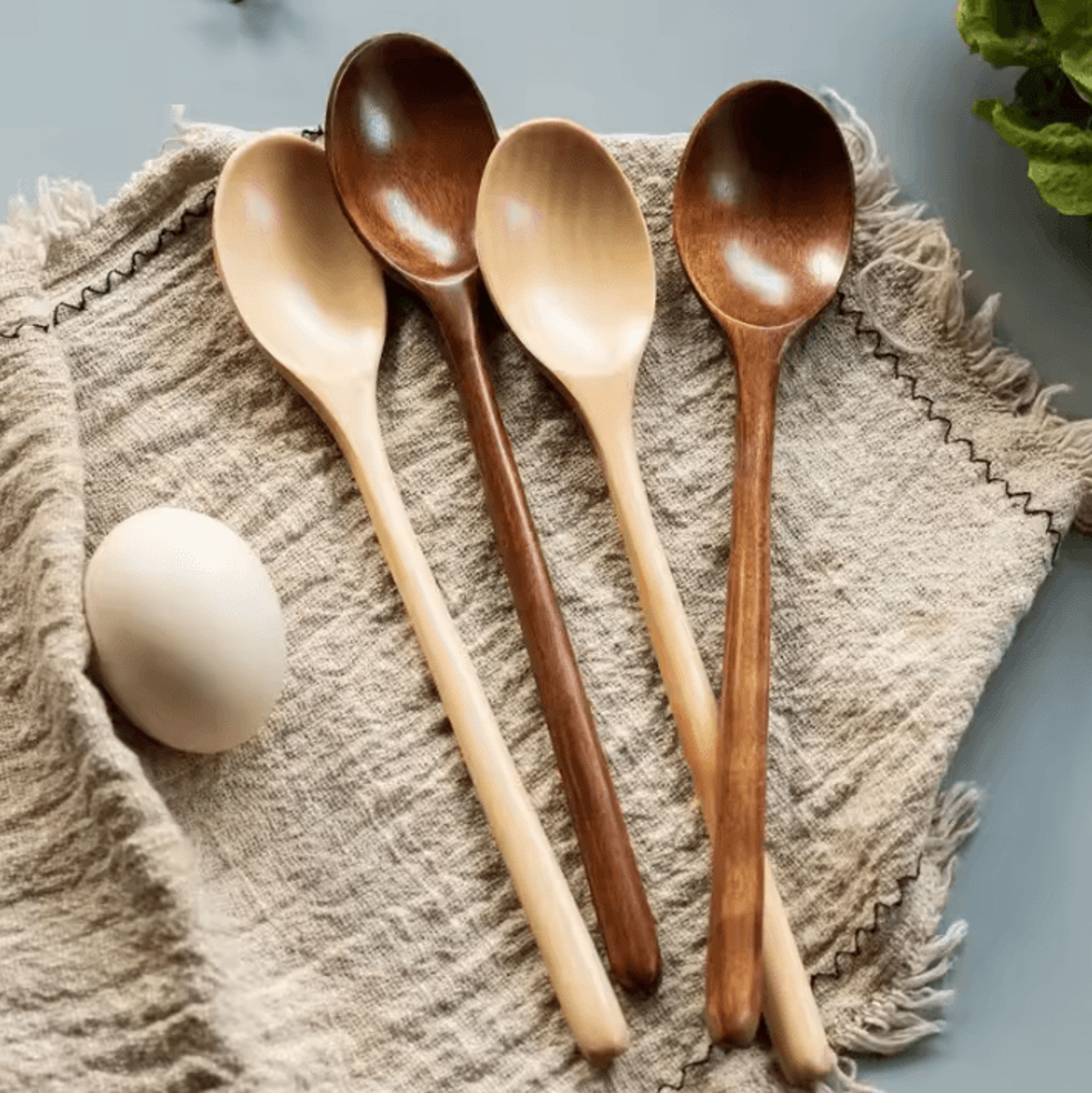 2-piece wooden spoon set – natural kitchen cooking & serving utensils for coffee, soup & honey