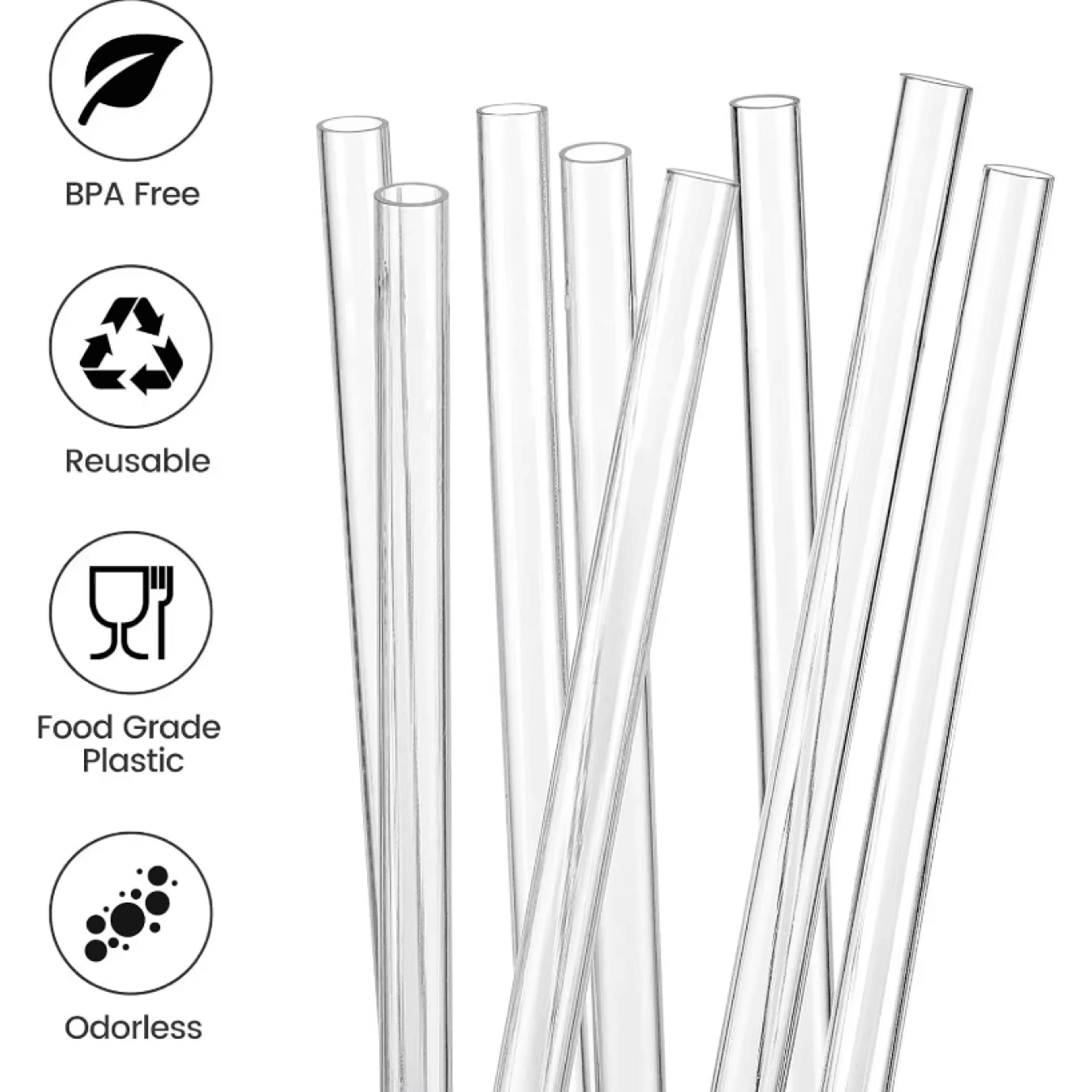 12-pack replacement straws for stanley 40oz tumbler – reusable clear plastic straws with cleaning brushes