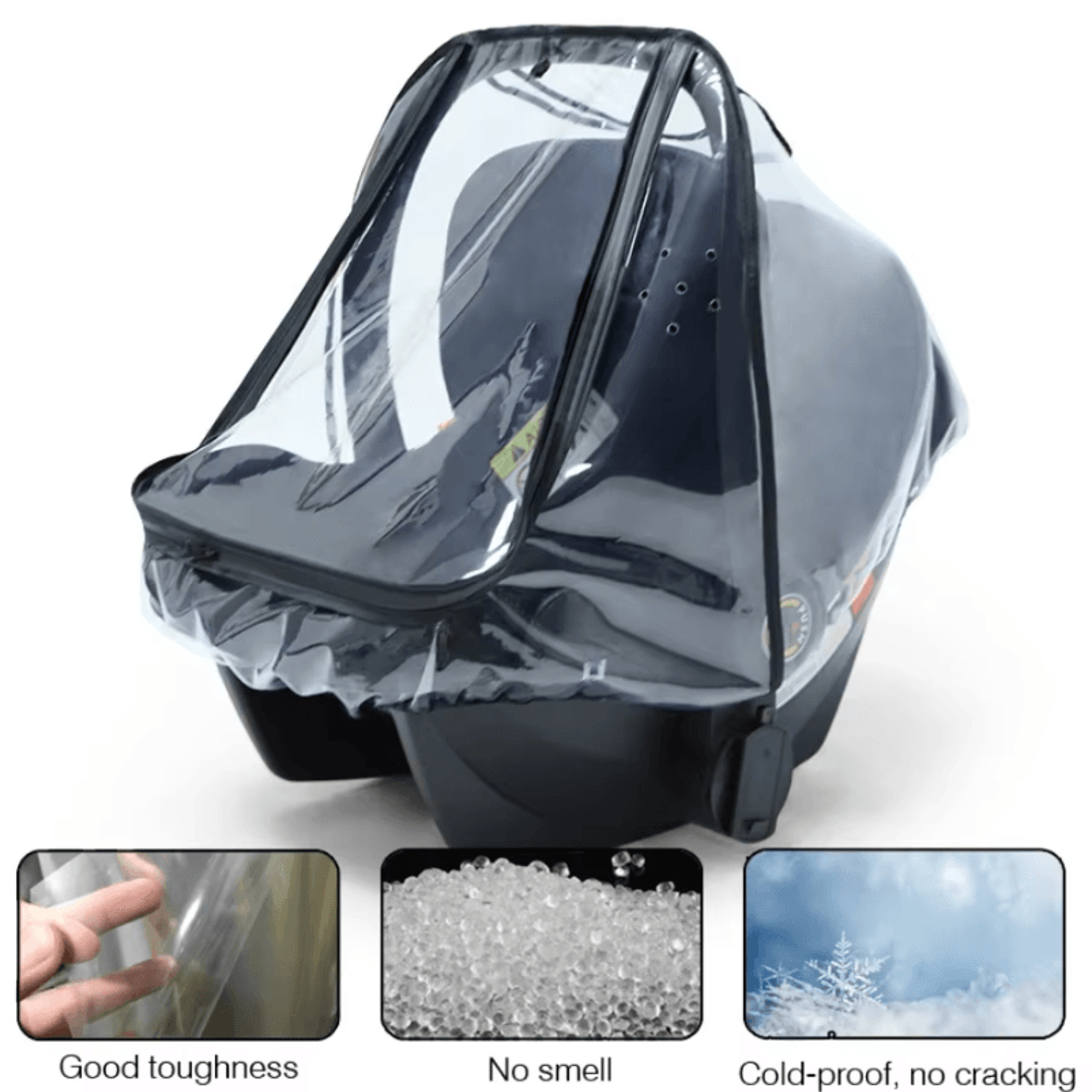 transparent universal baby stroller rain cover with double zipper protection