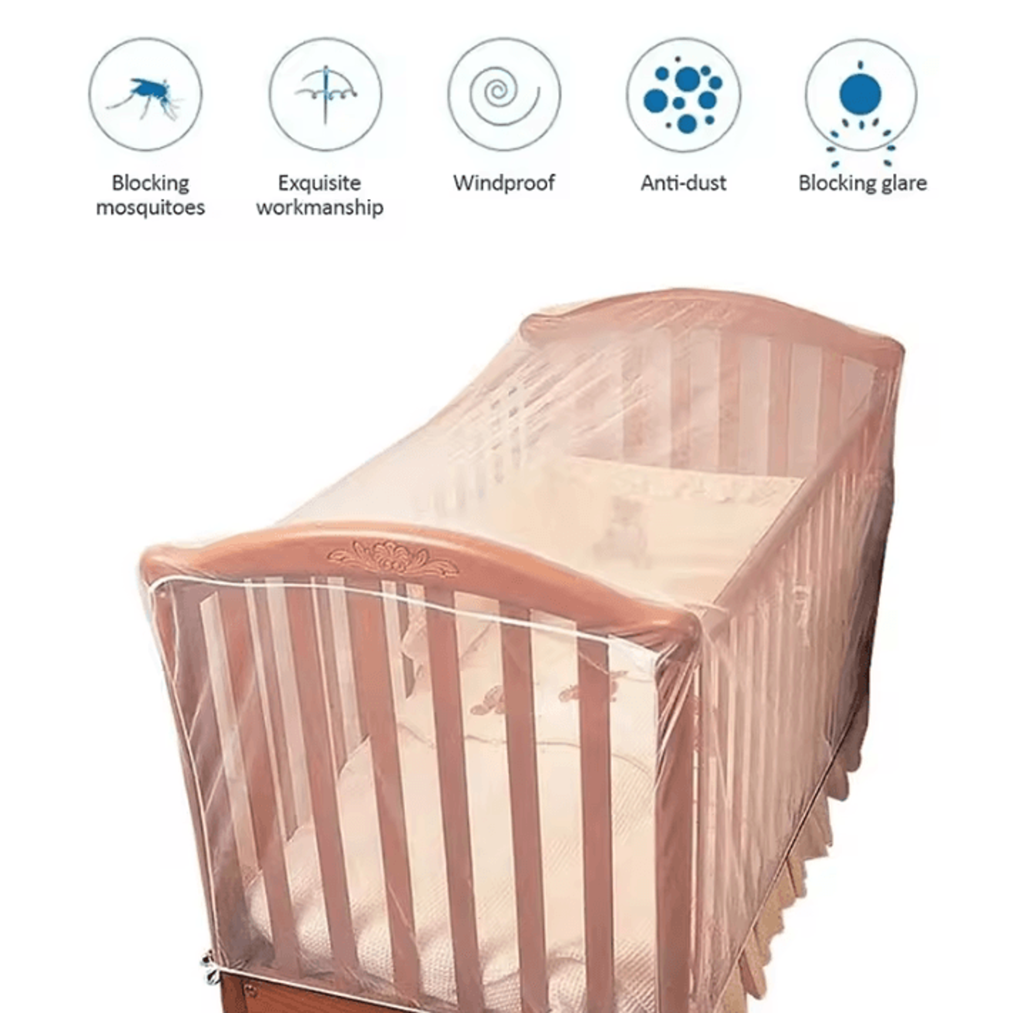 foldable baby crib mosquito net canopy – breathable full-cover protection (53 by 24 by 35 inches)