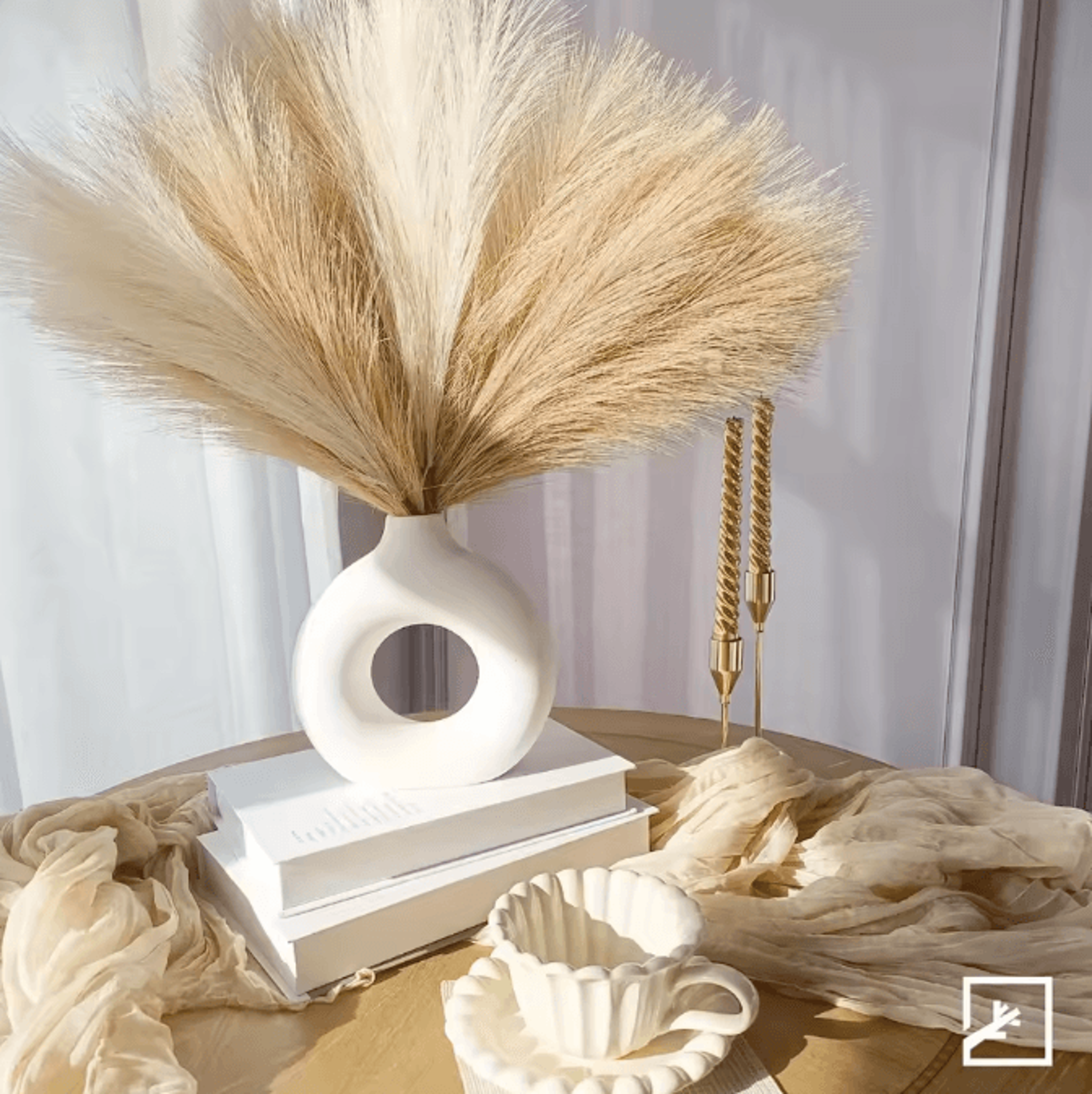boho artificial pampas grass decor set for elegant home & event styling