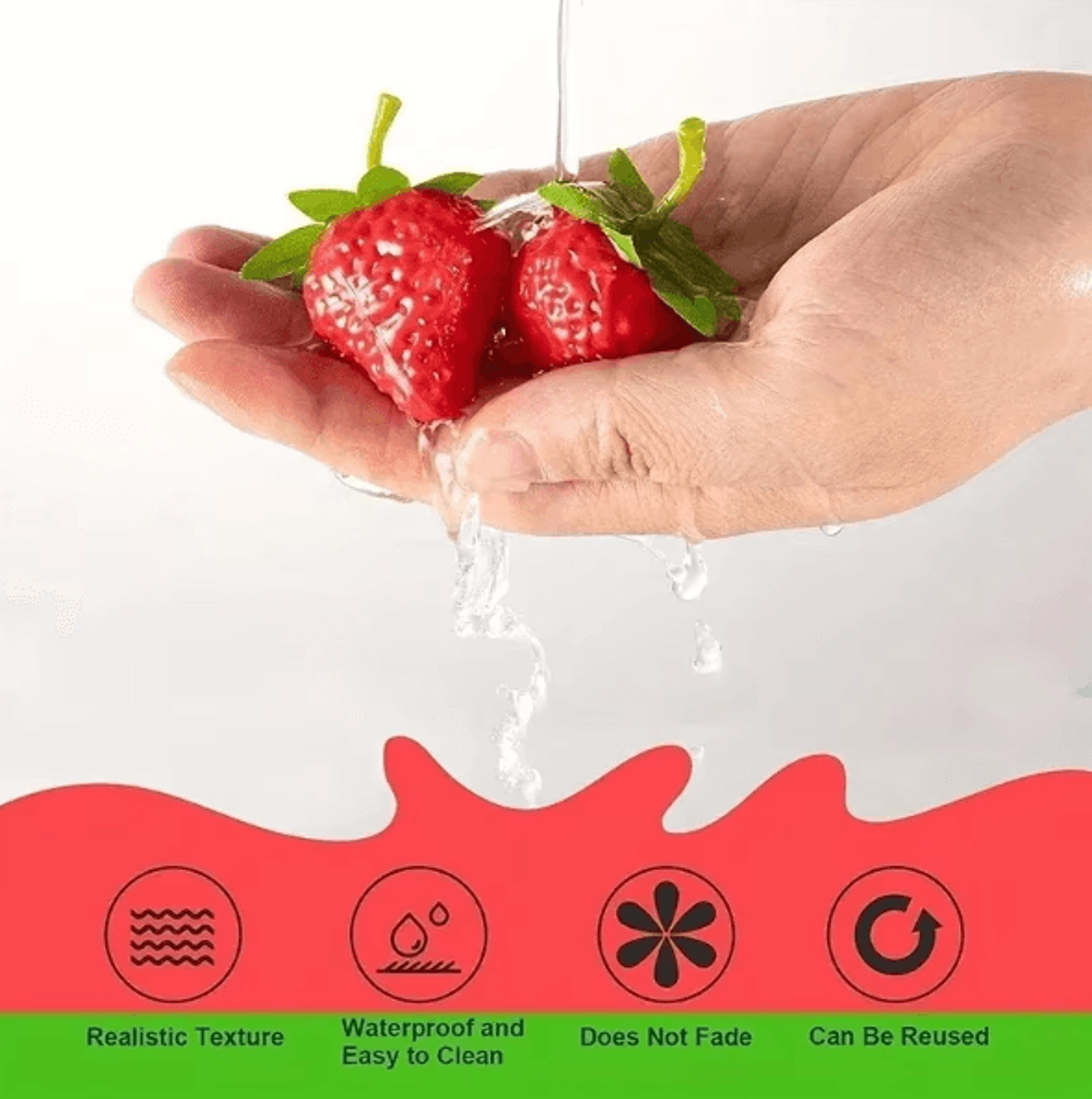 realistic artificial strawberry set – lifelike fake fruit for decor & photography props