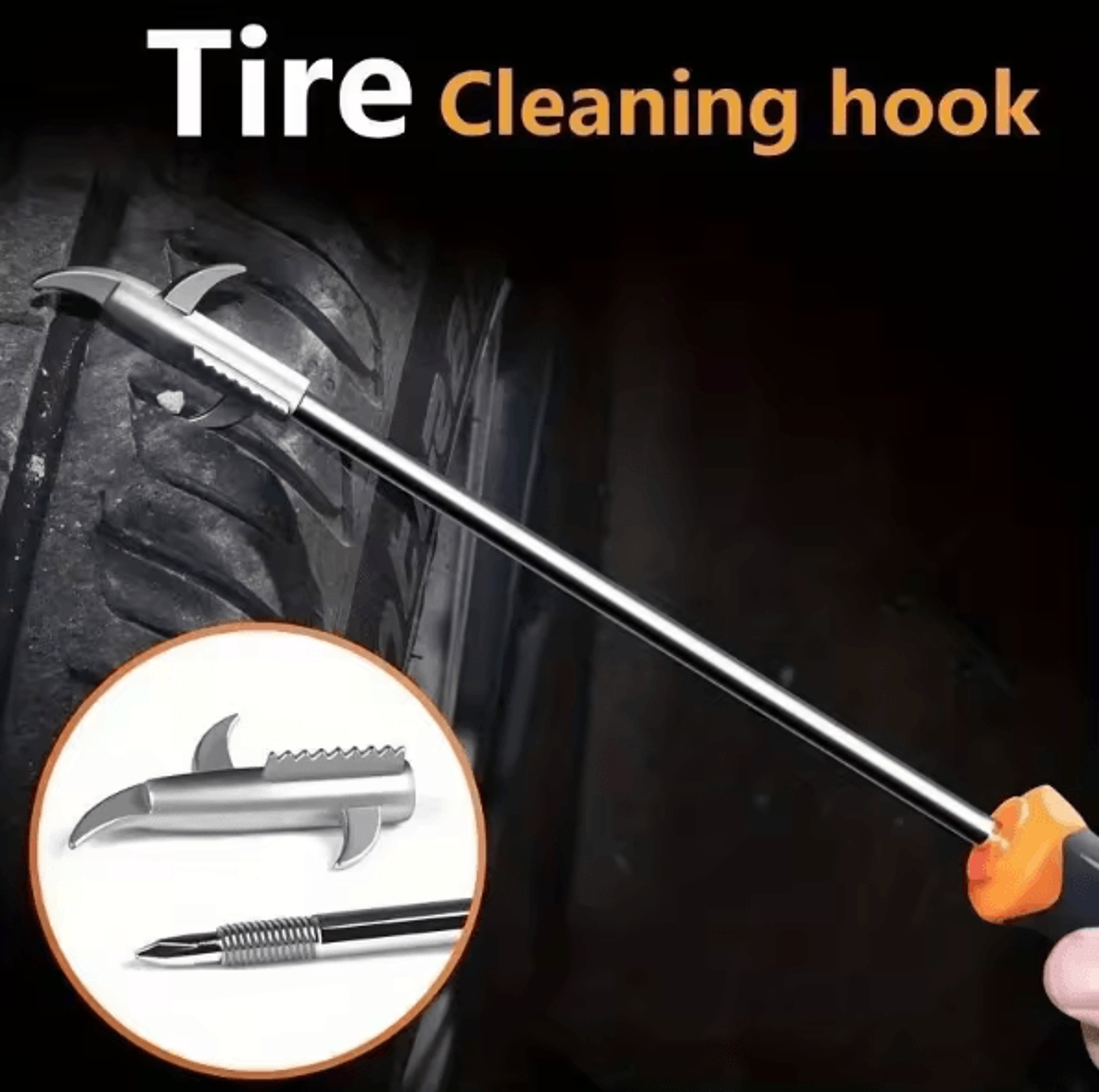 heavy-duty car tire cleaning hook – portable stone remover tool for tire maintenance