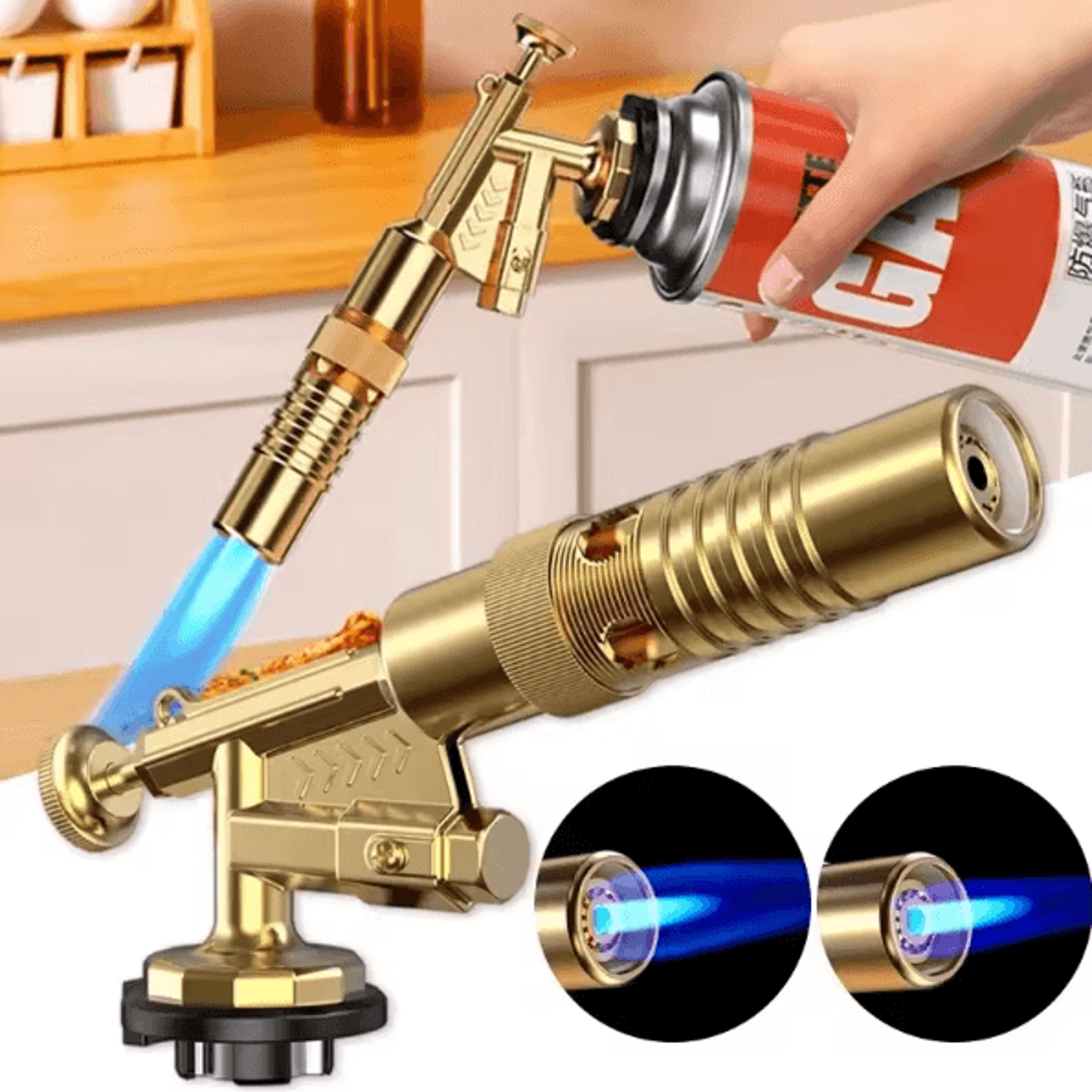 auto-ignition butane gas torch – portable bbq cooking & flame gun tool