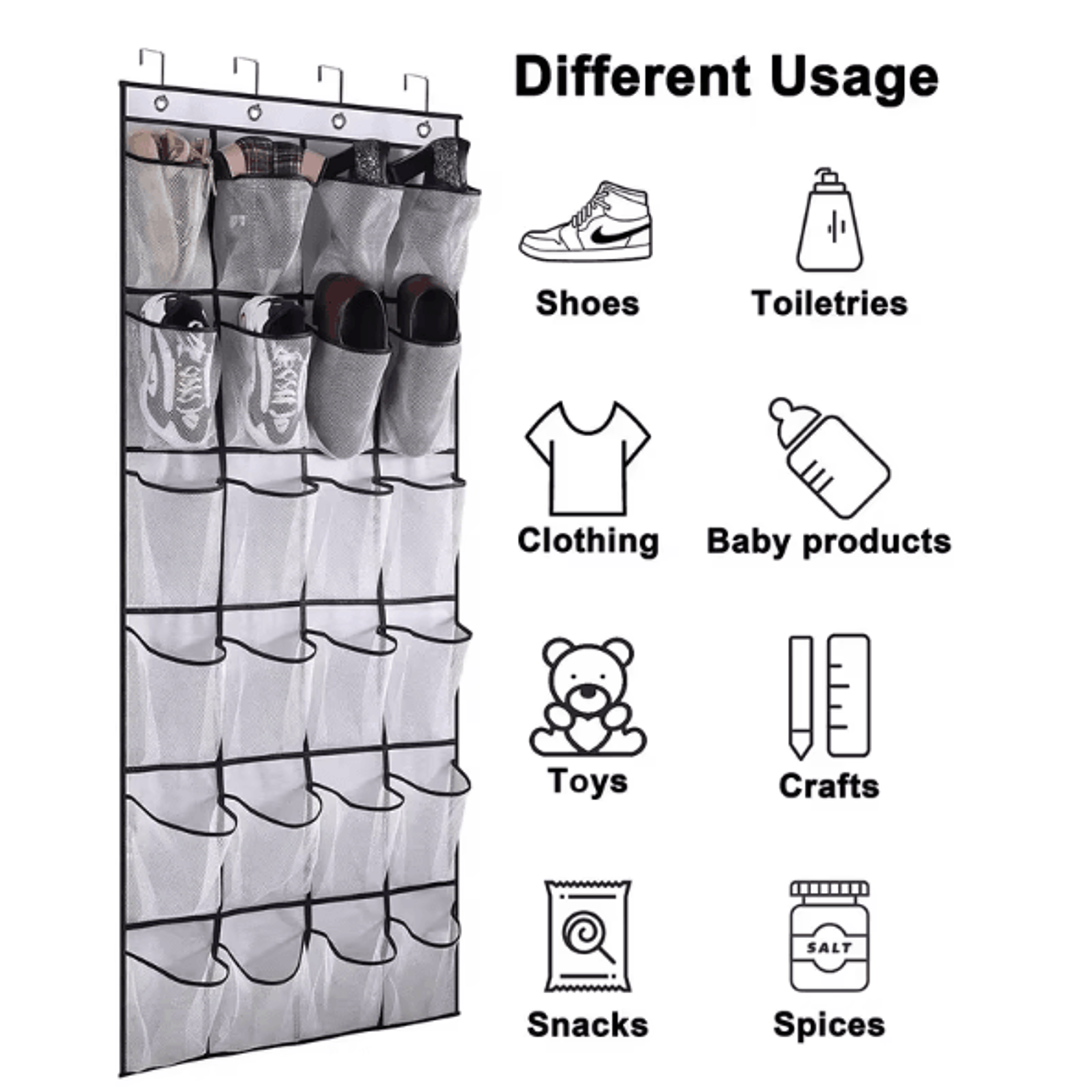 over-the-door 24 pocket shoe organizer – large mesh hanging storage rack