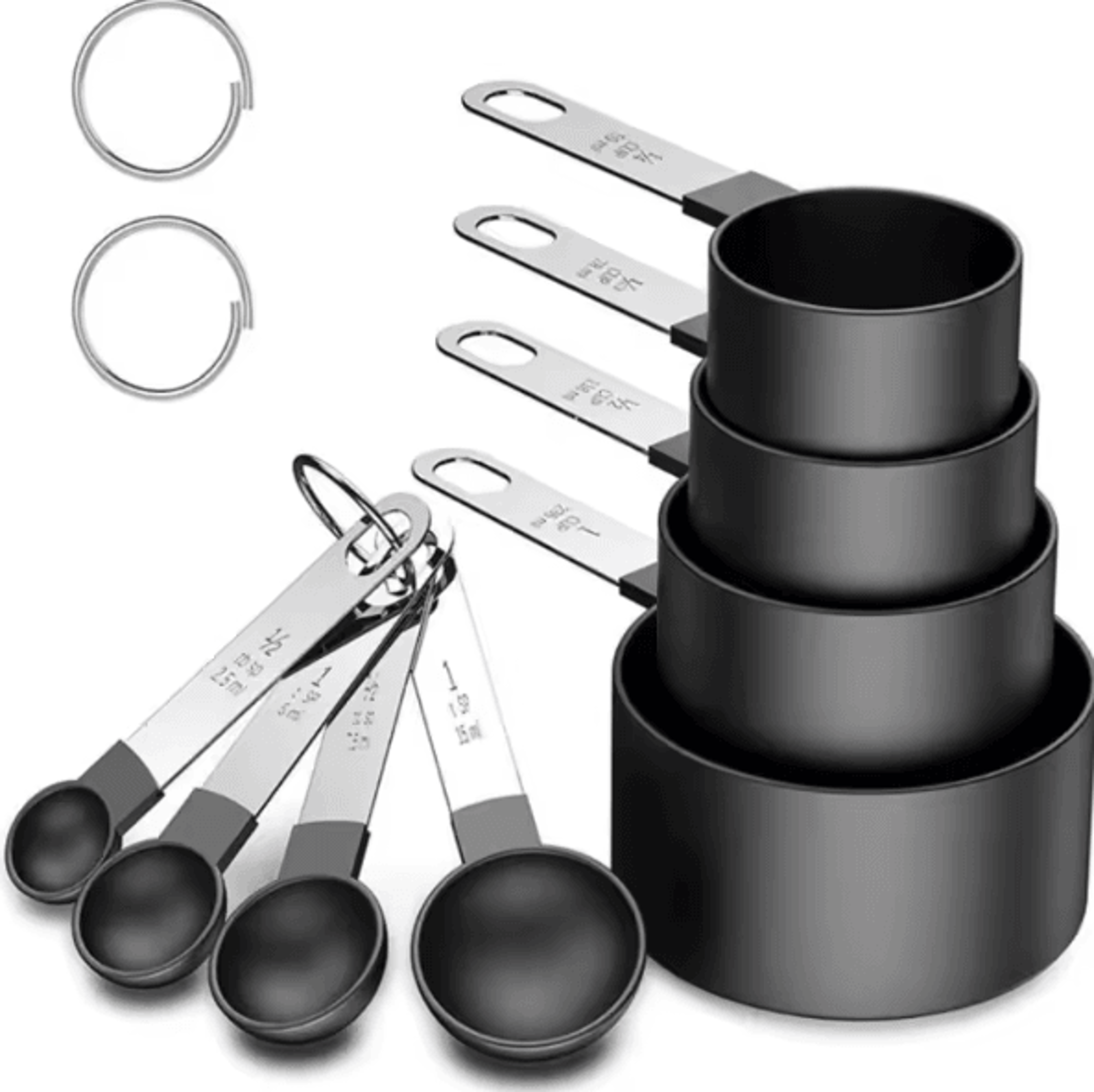 precisepro 8-piece stainless steel measuring cups & spoons with silicone grip