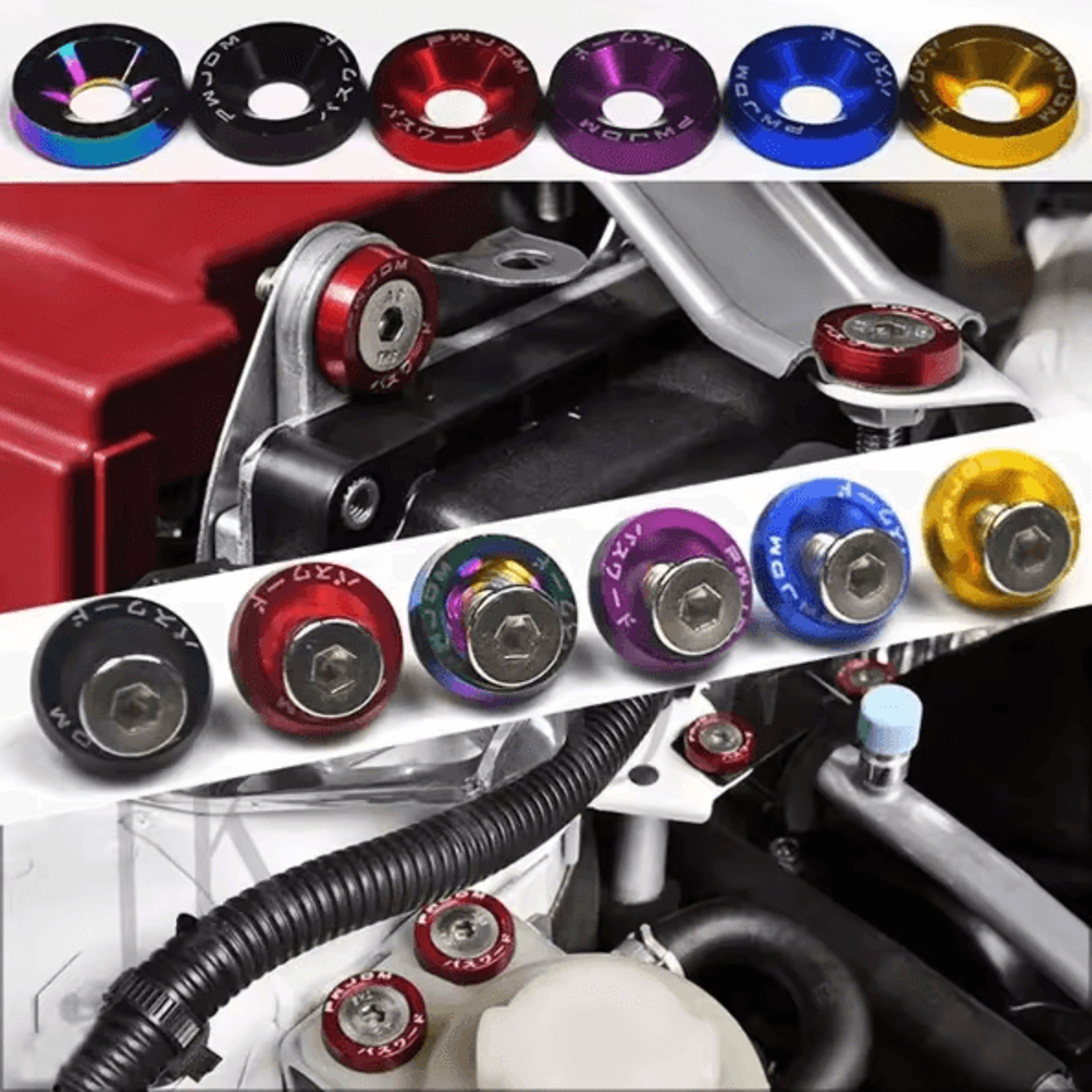 autostyle m6 fender washer bolt kit 10pcs car bumper engine bay dress up screws license plate fasteners set