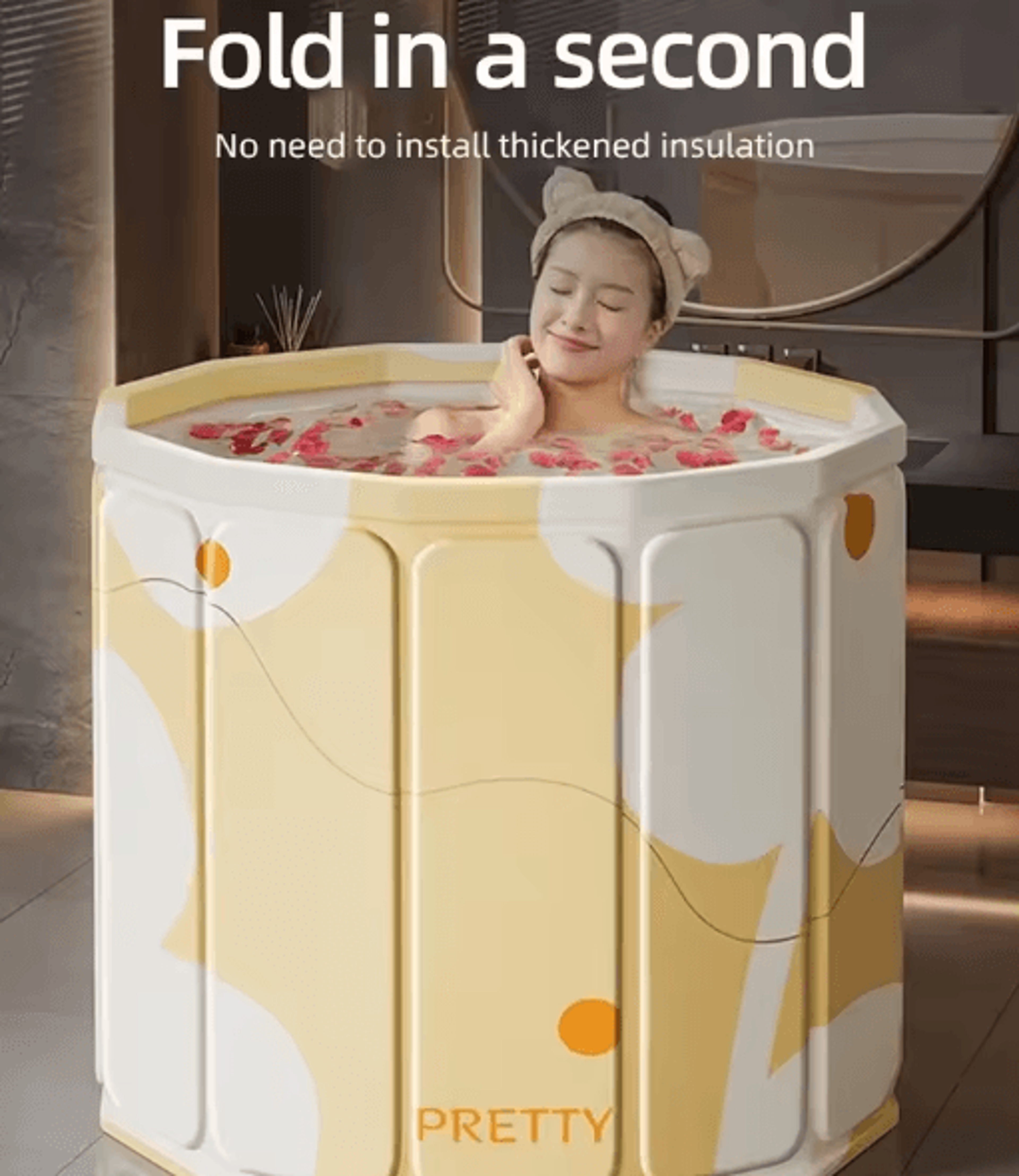 ecosoak foldable portable bathtub thickened pvc spa tub for adults & kids indoor outdoor soaking bath