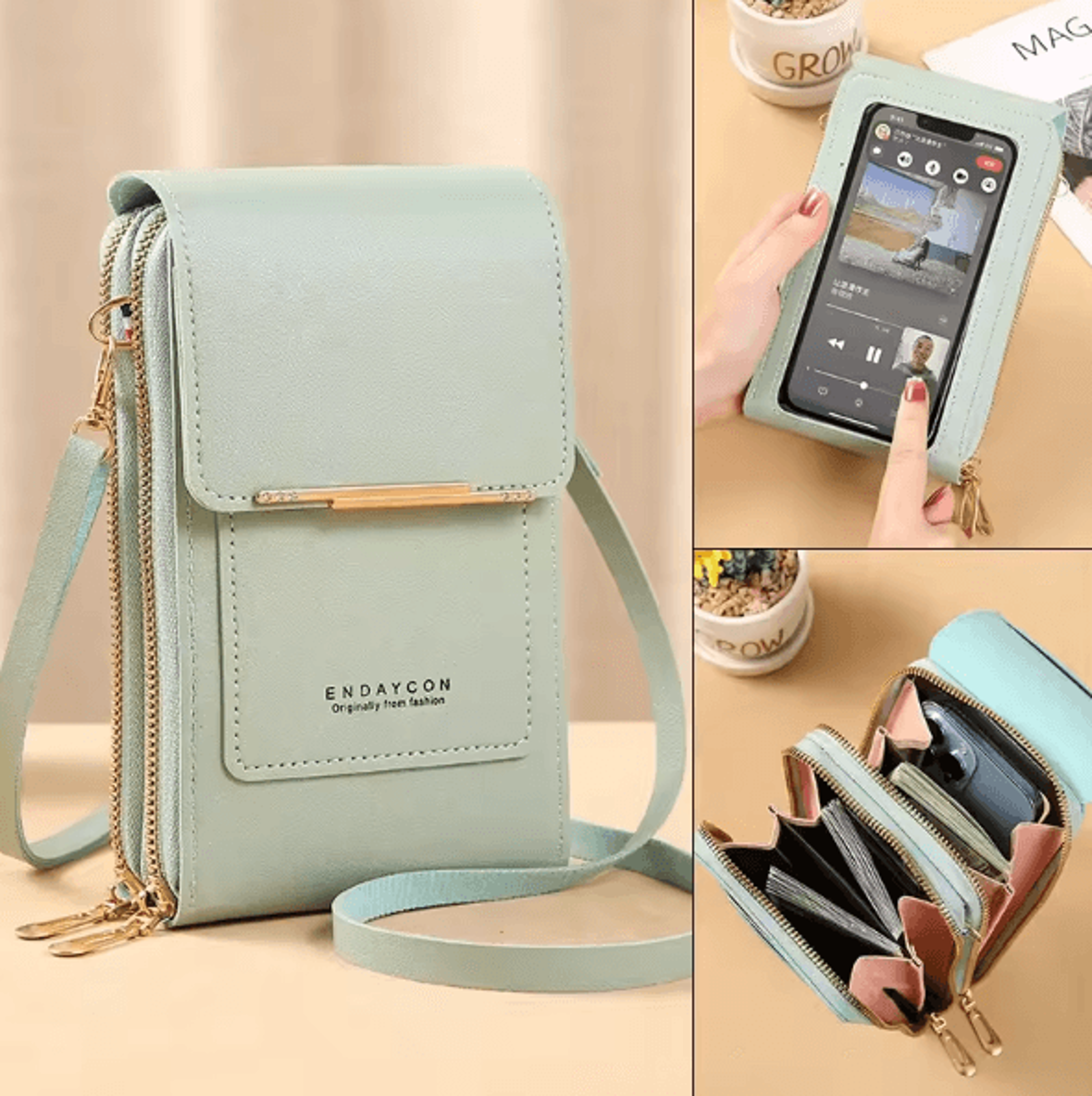 smartchic touch screen crossbody phone bag soft leather women wallet purse with strap stylish hands-free travel handbag