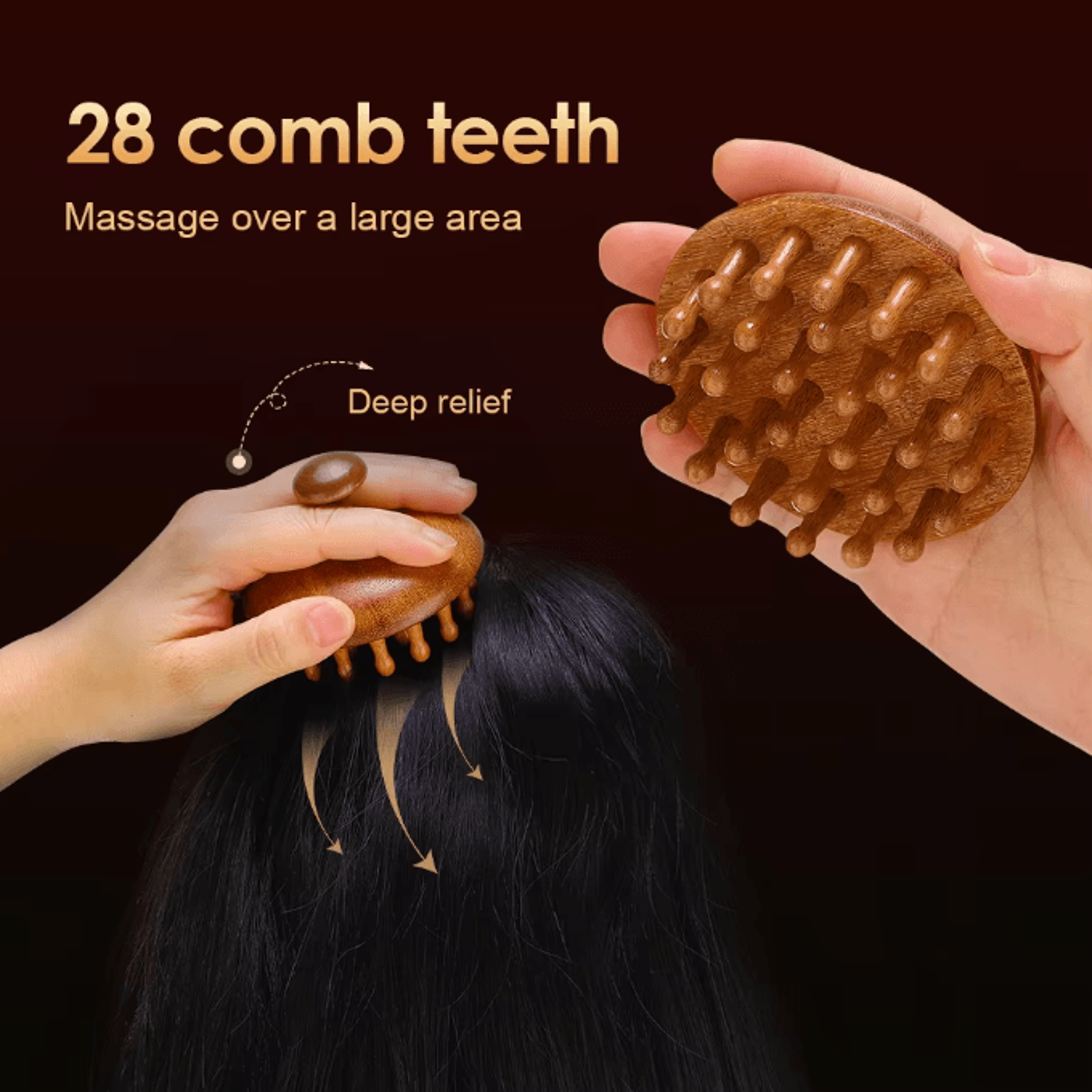 zenflow sandalwood massage comb gua sha tool for scalp, face, neck & body relaxation therapy