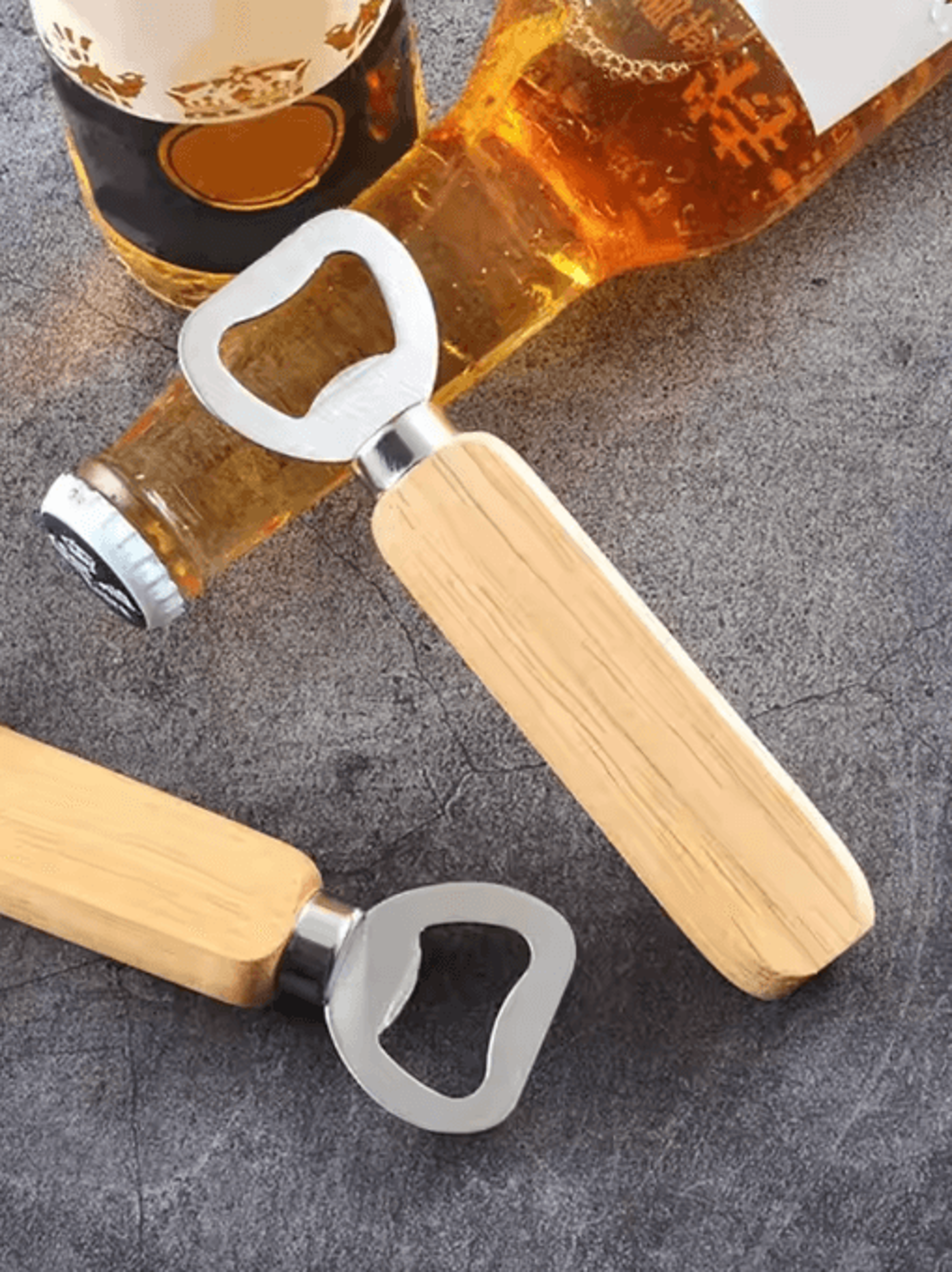 barcraft classic wood handle bottle opener durable stainless steel bartender tool for beer & soft drinks