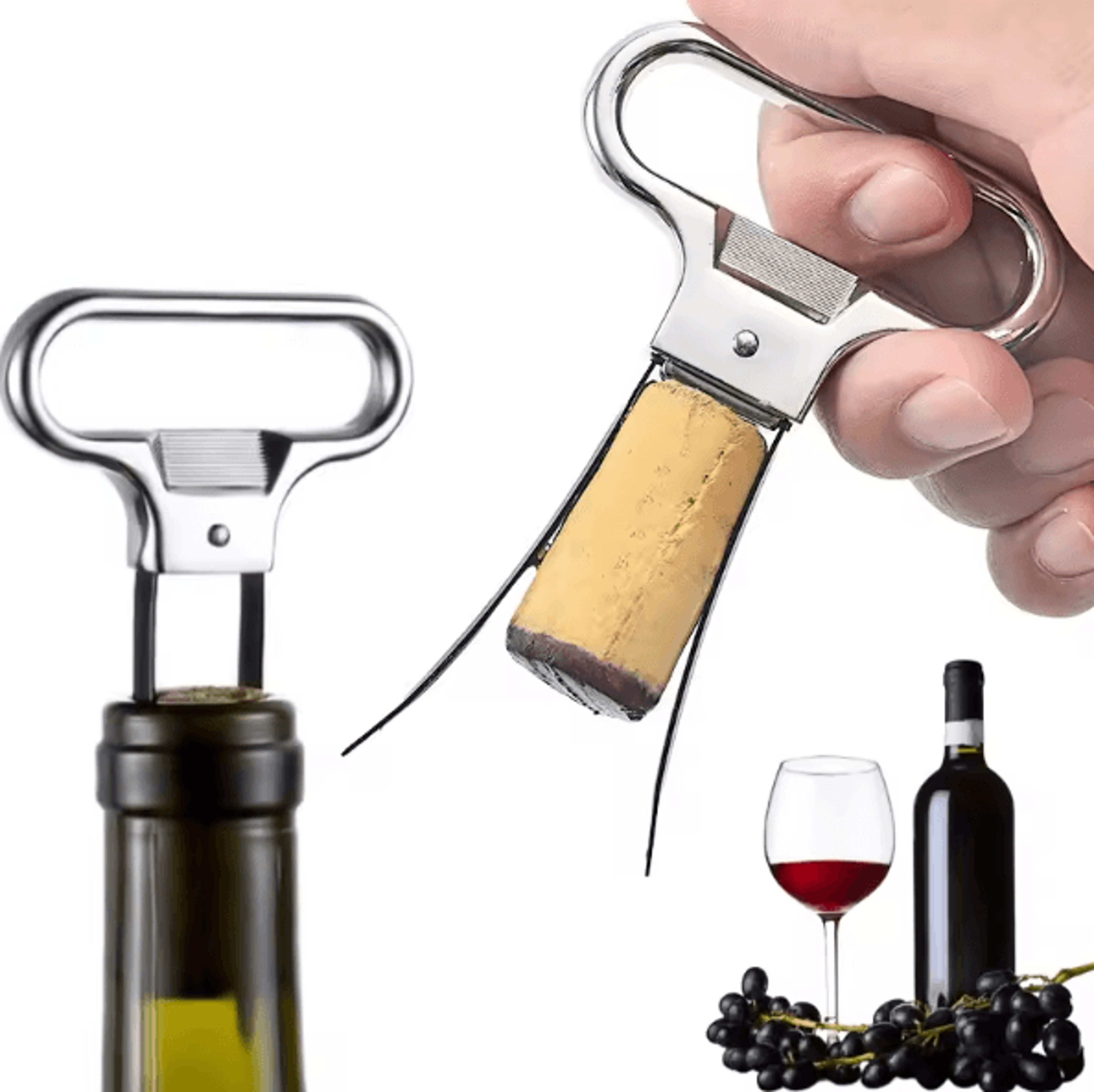 vinoclassic two-prong wine opener ah-so cork puller stainless steel cork remover for fragile & vintage bottles
