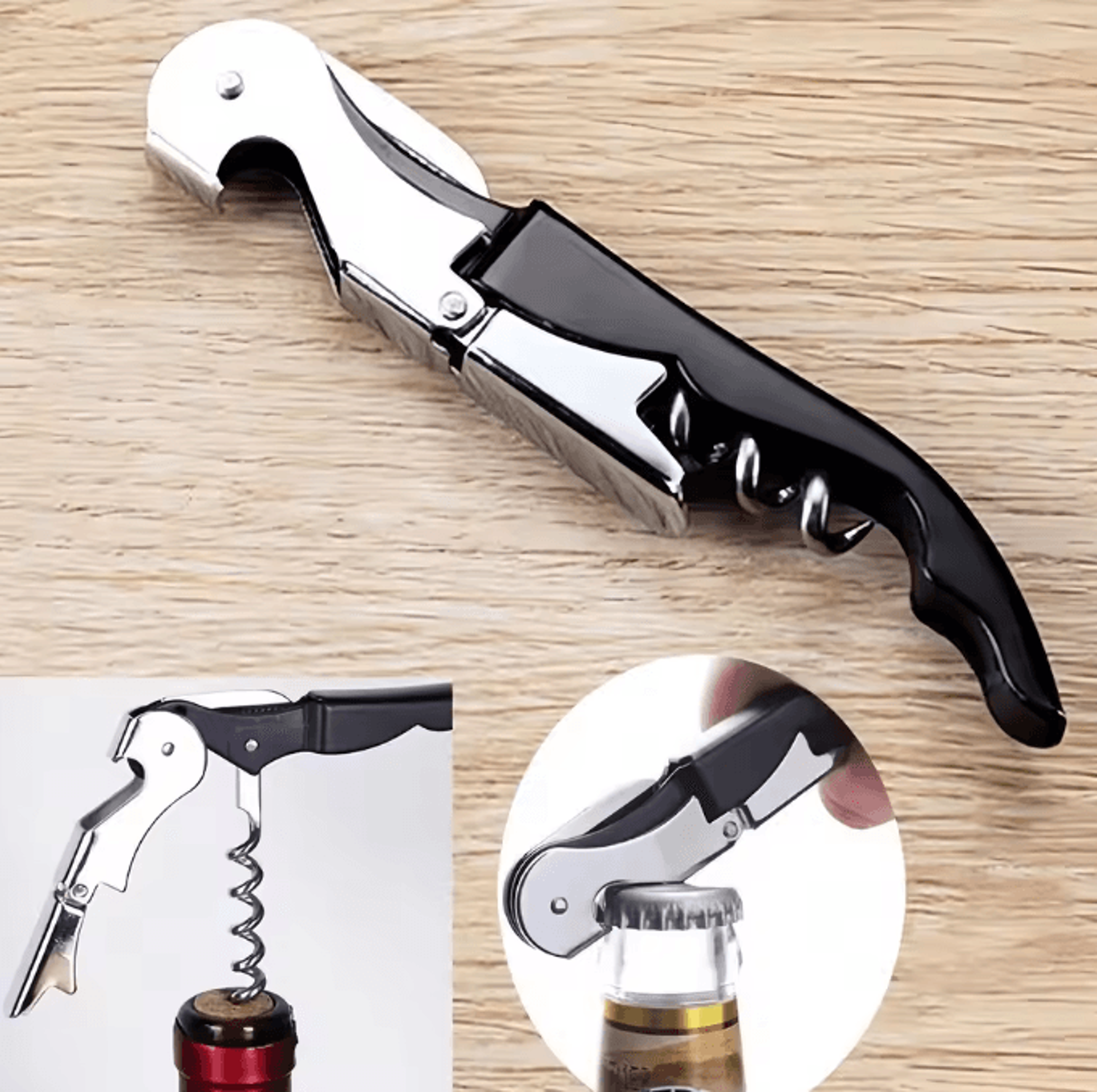 vinoserve 410 waiters corkscrew professional stainless steel wine bottle opener with foil cutter compact bar tool