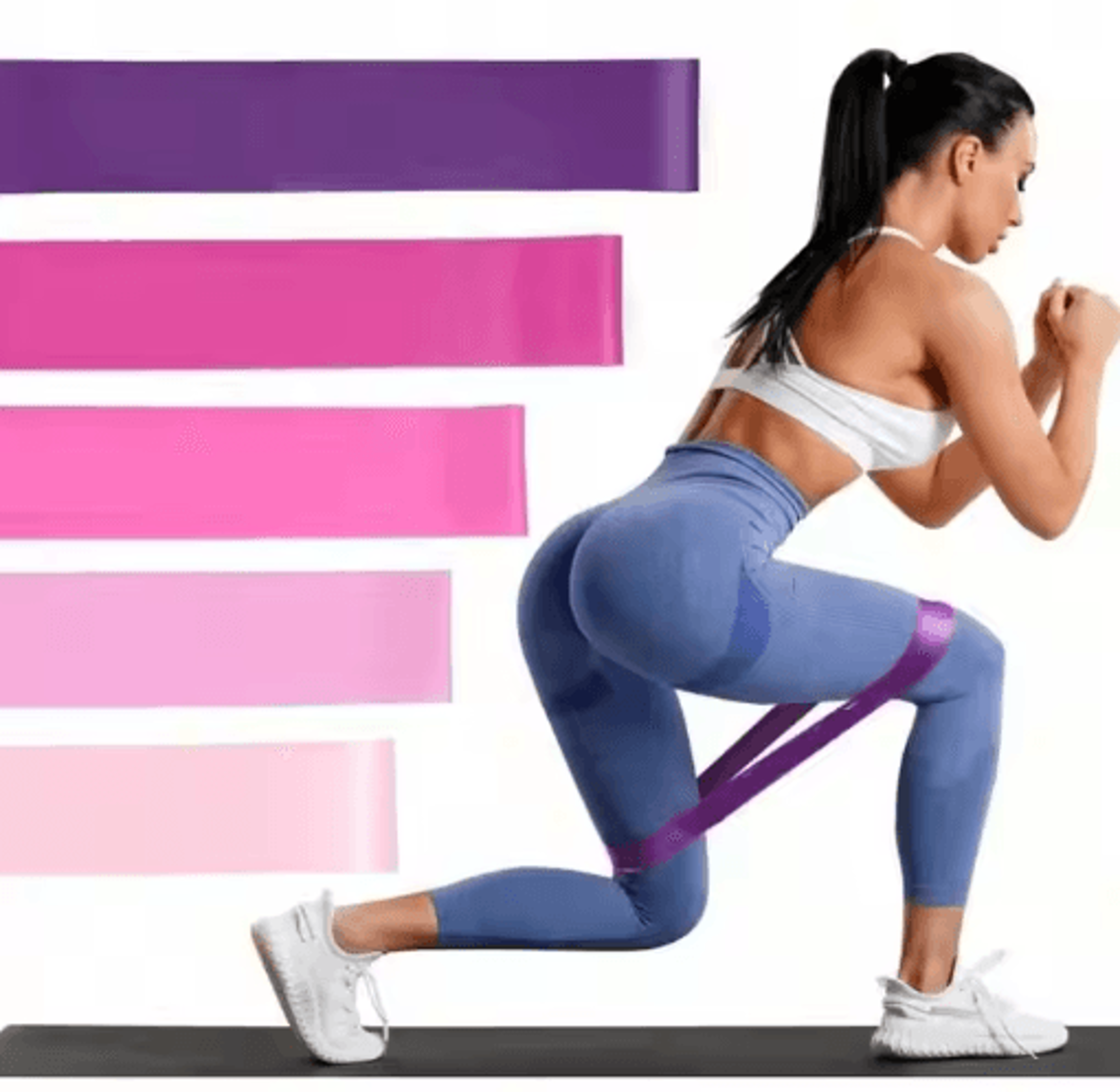 flextone 5-piece pink resistance bands set glute & leg workout elastic loop bands for home fitness training