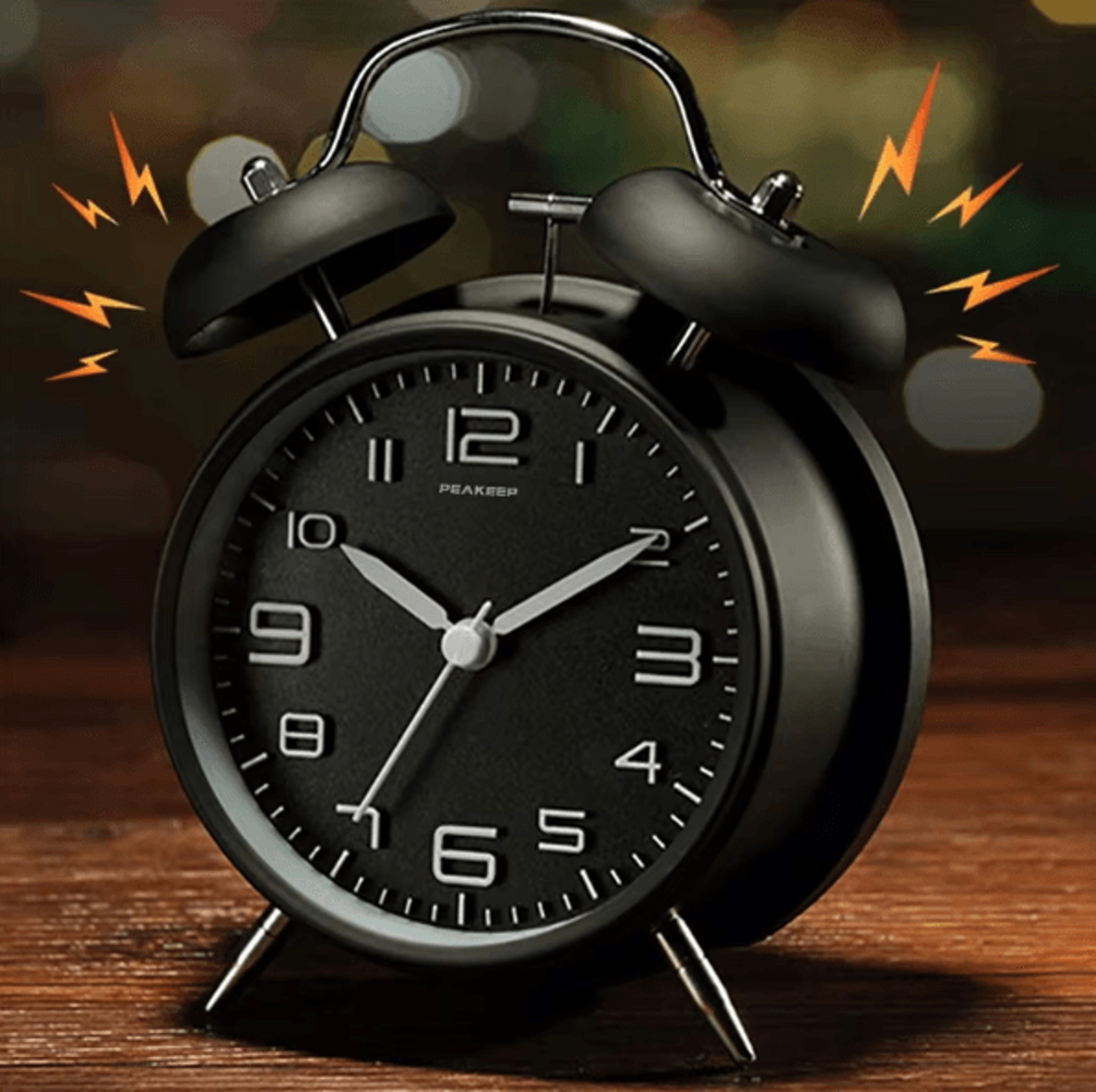 4-inch twin bell loud alarm clock – retro metal desk clock with backlight for heavy sleepers