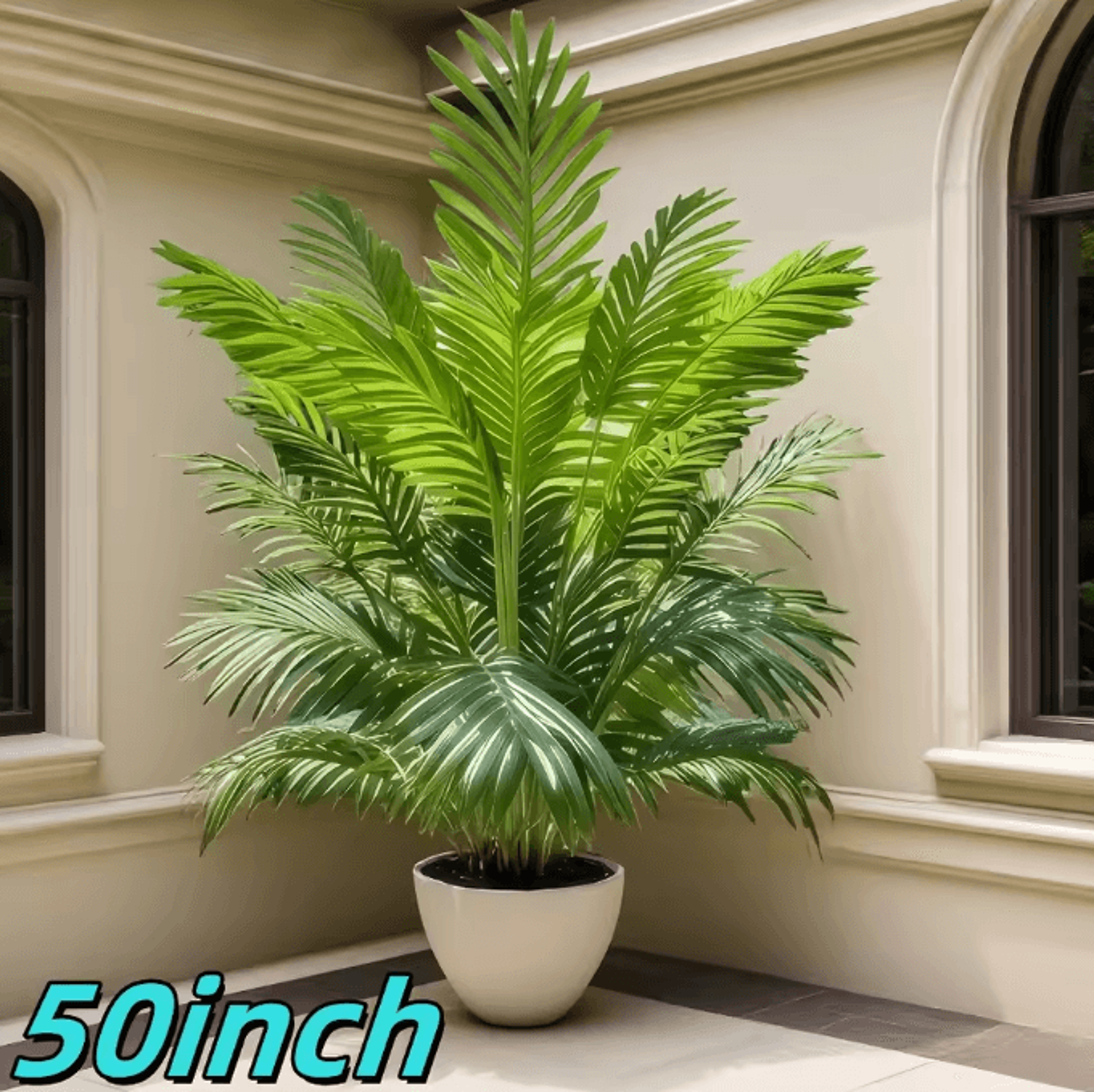 50-inch giant artificial palm tree – realistic lush tropical plant for indoor outdoor home decor