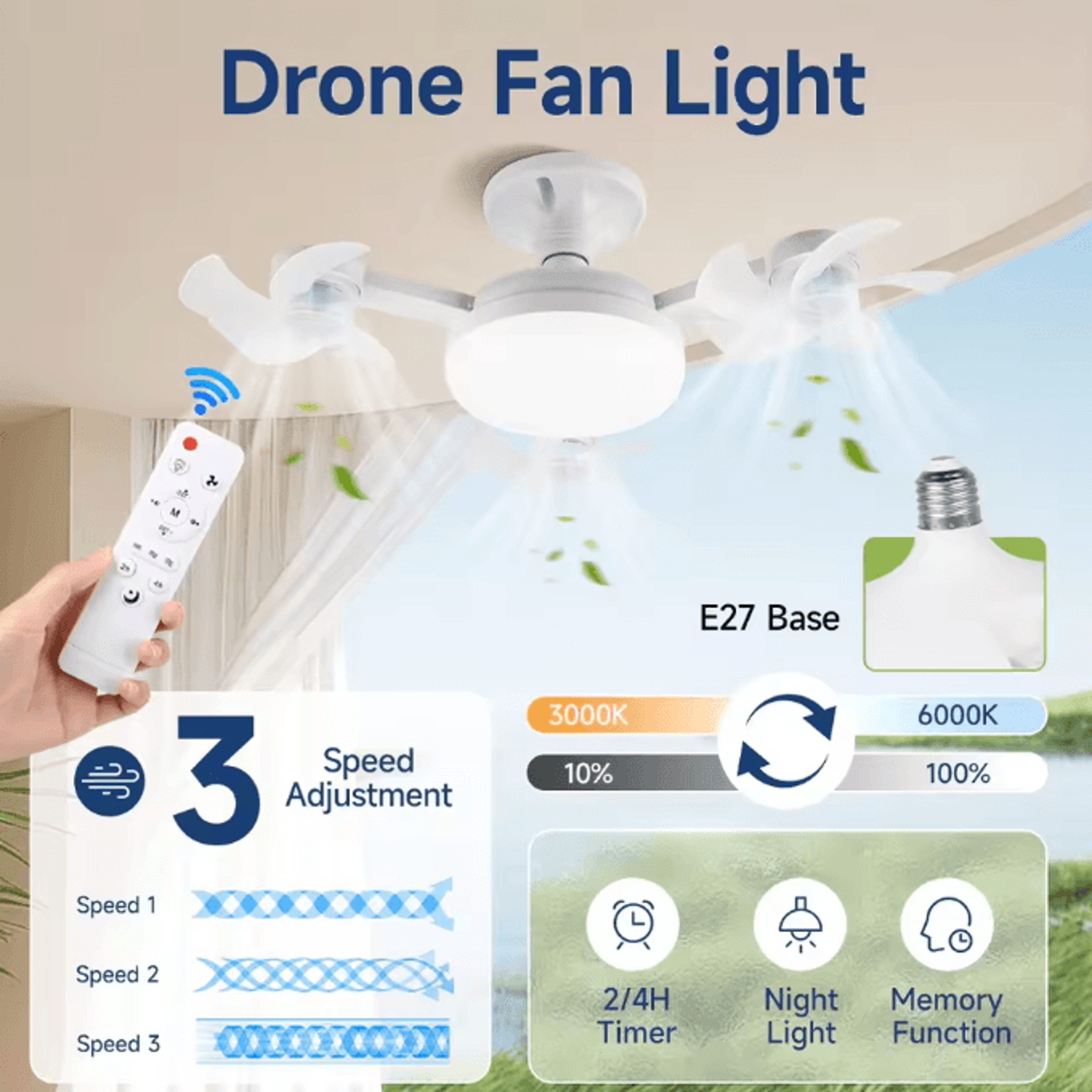modern led ceiling fan light with remote – 3-speed minimalist smart ceiling fan for bedroom & living room