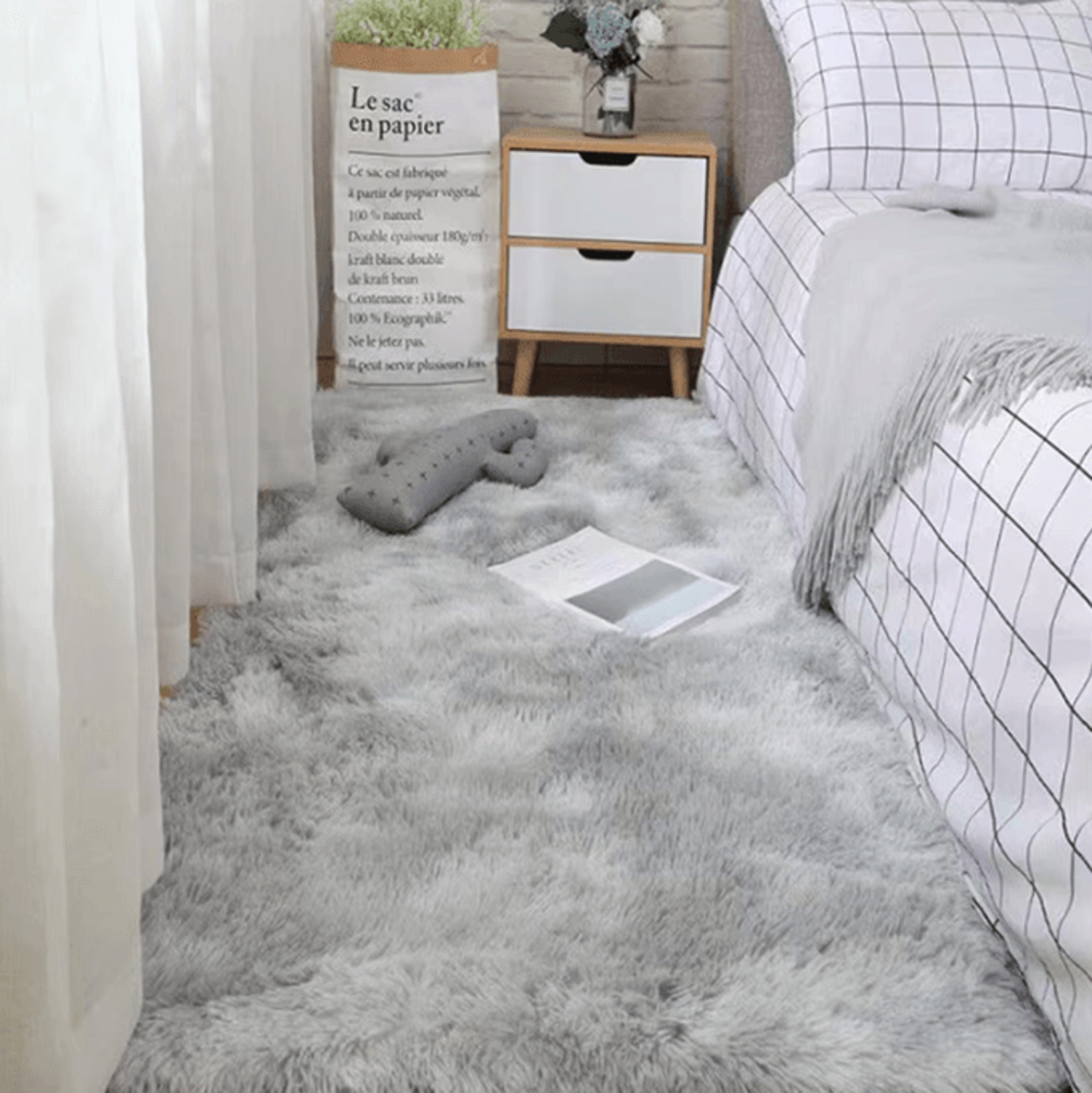 fluffy tie-dye shag area rug – ultra soft non-slip plush carpet for bedroom & living room decor