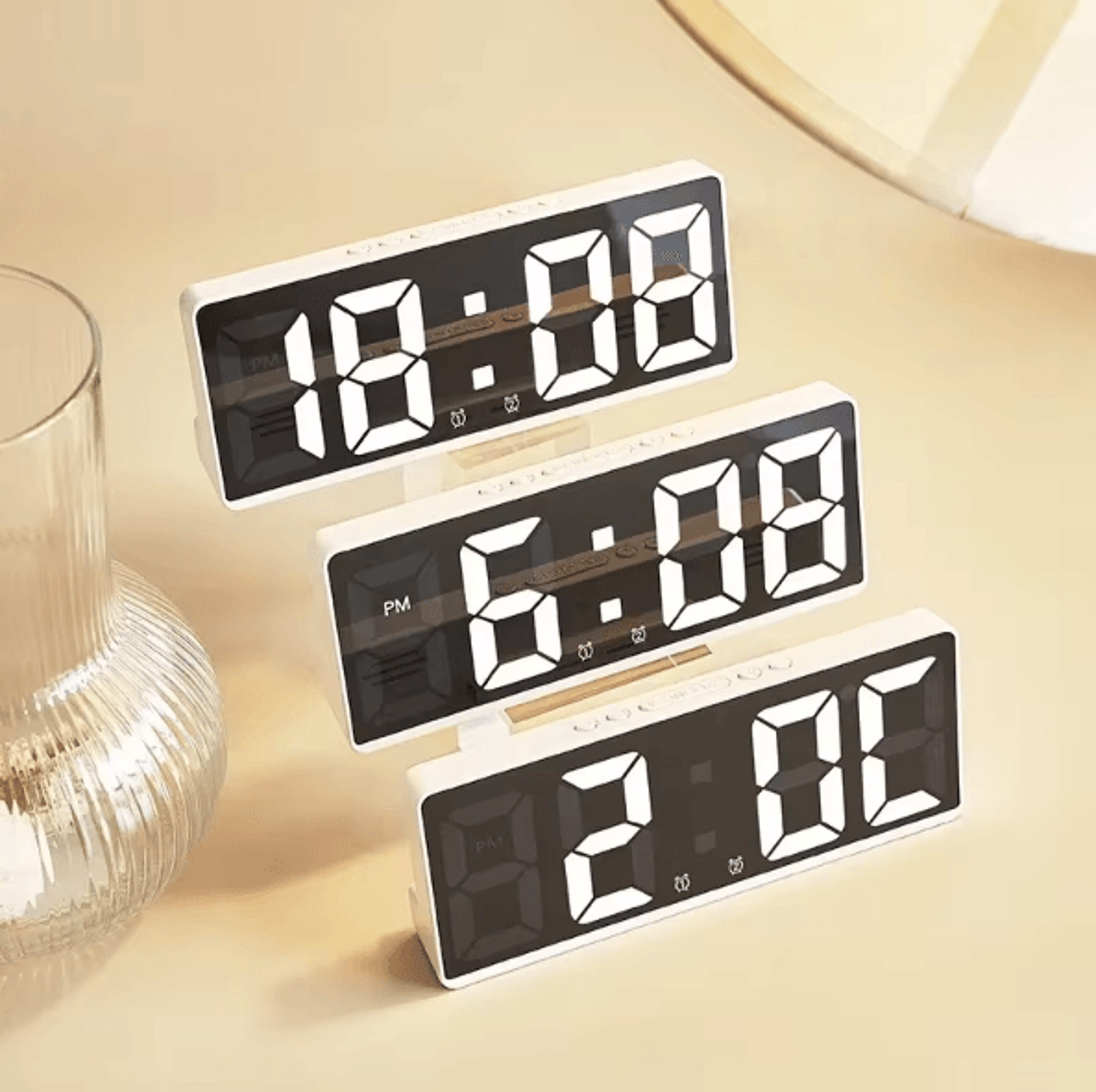 voice control led digital alarm clock with temperature display, snooze & night mode smart bedside desk clock