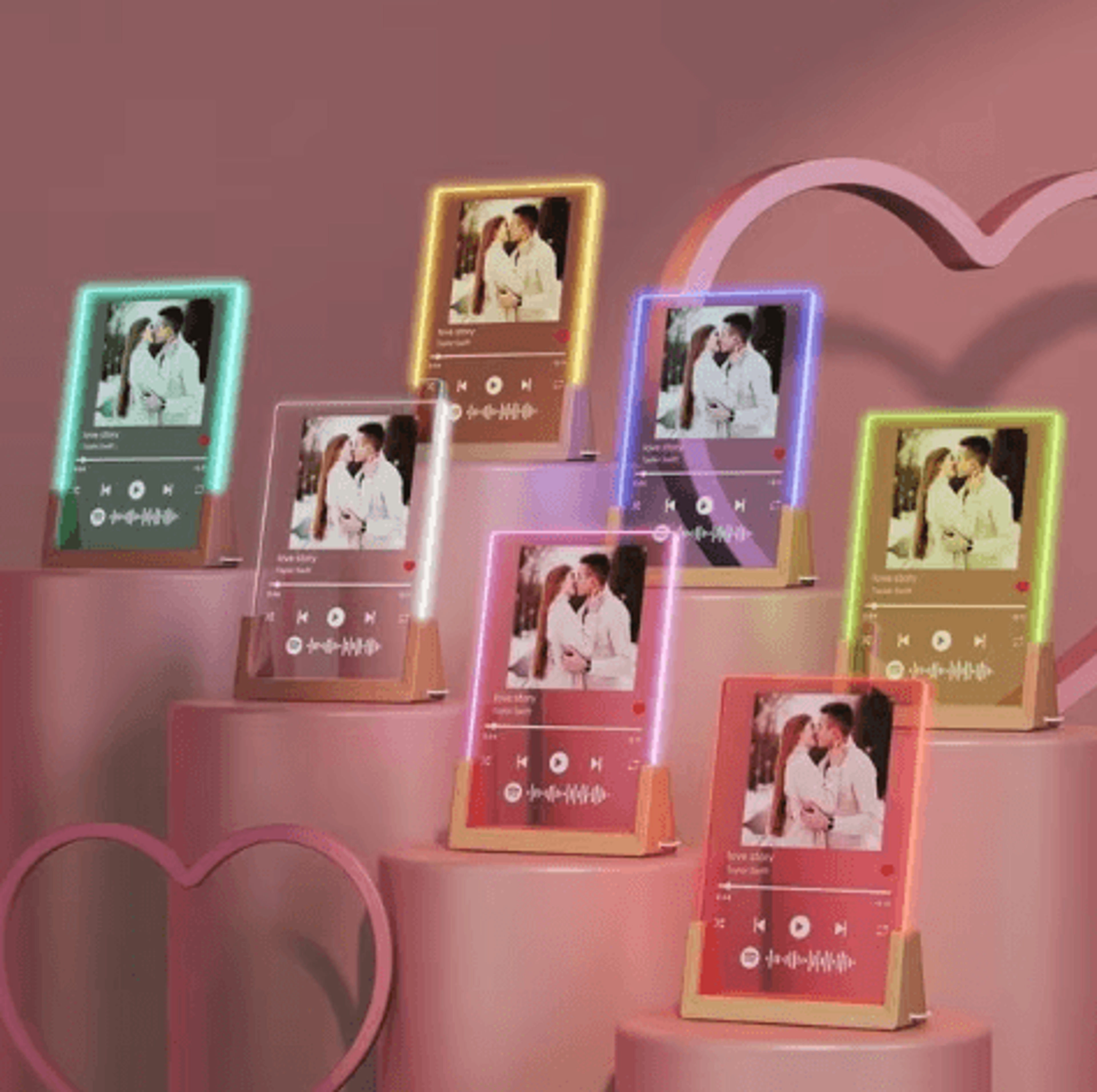 custom spotify acrylic lamp with photo & song – personalized music plaque romantic gift for couples
