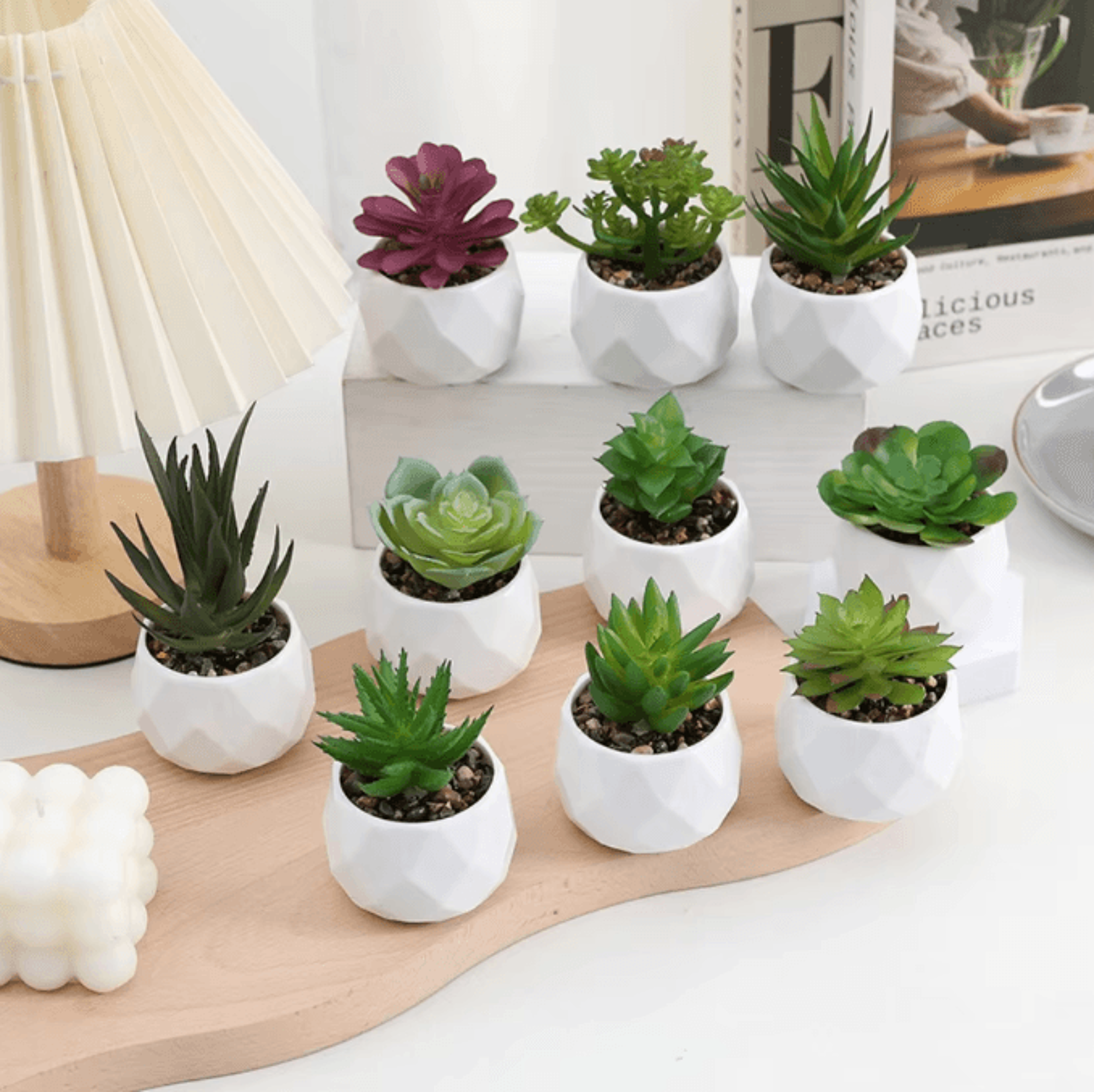 mini artificial succulent bonsai plants realistic fake greenery decor for desk and home