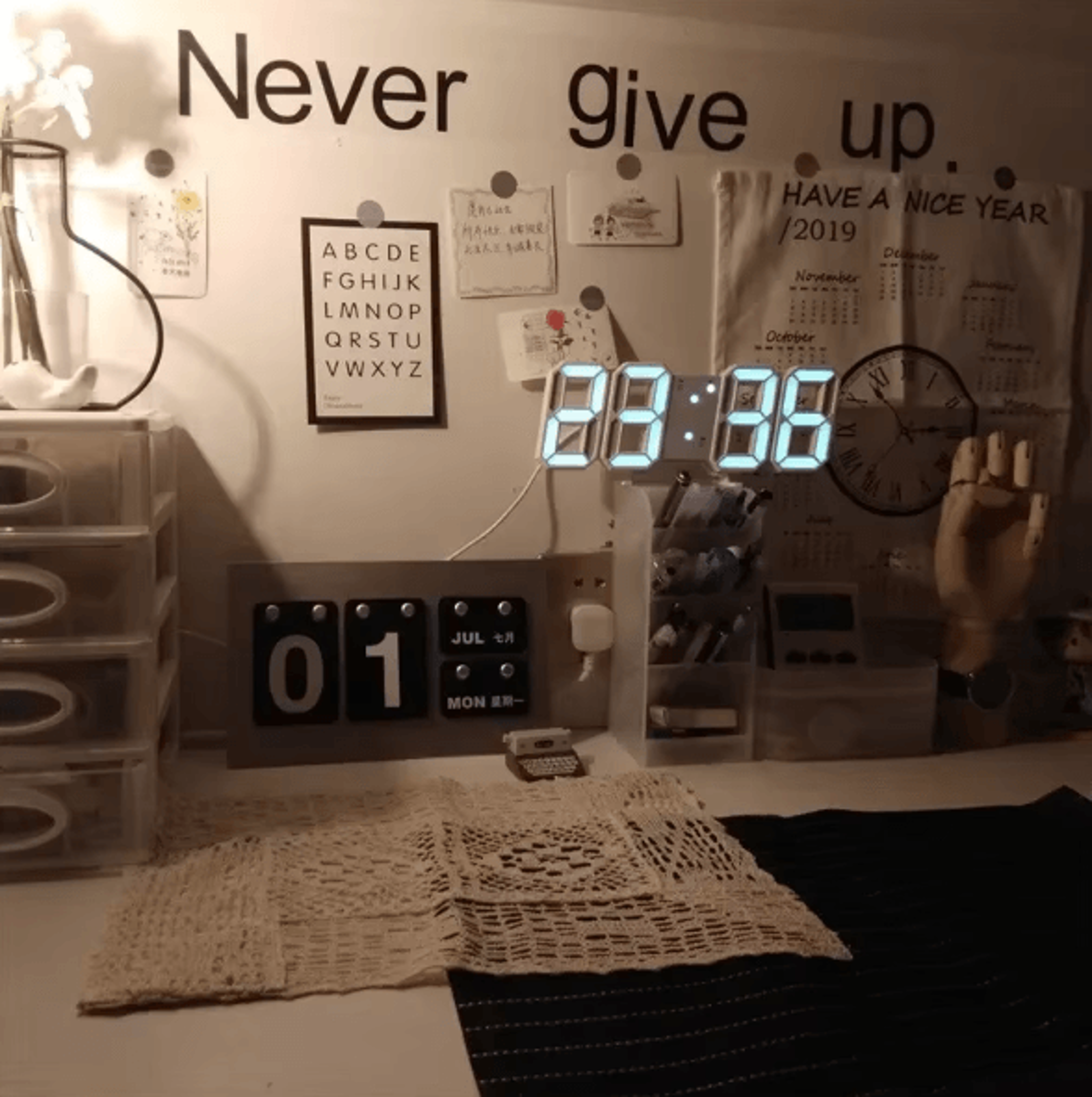 3d led digital wall clock with night mode – modern glow led wall decor & adjustable desk clock