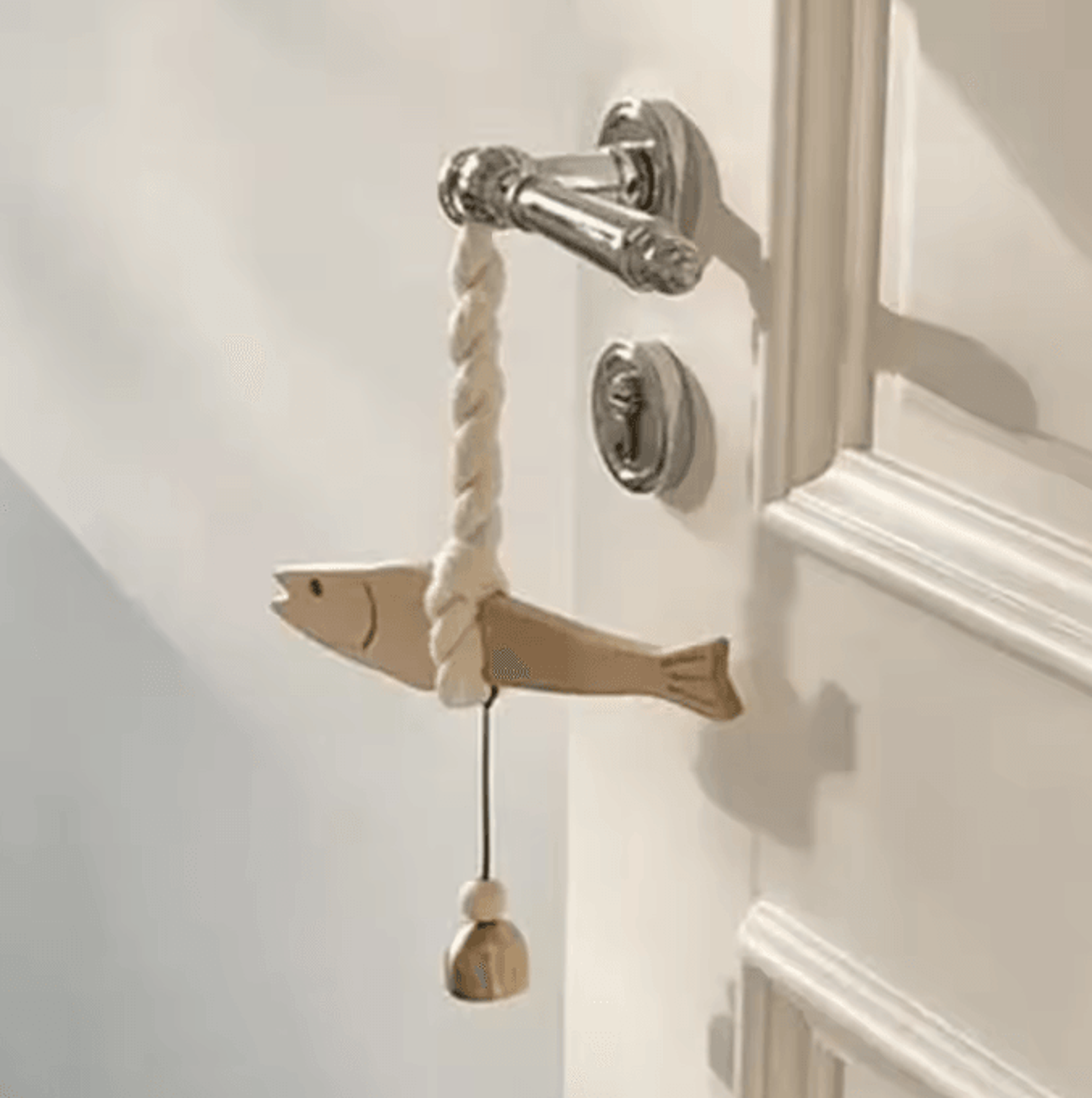 lightweight wooden fish hanging ornament with bell – nautical car & wall decor pendant