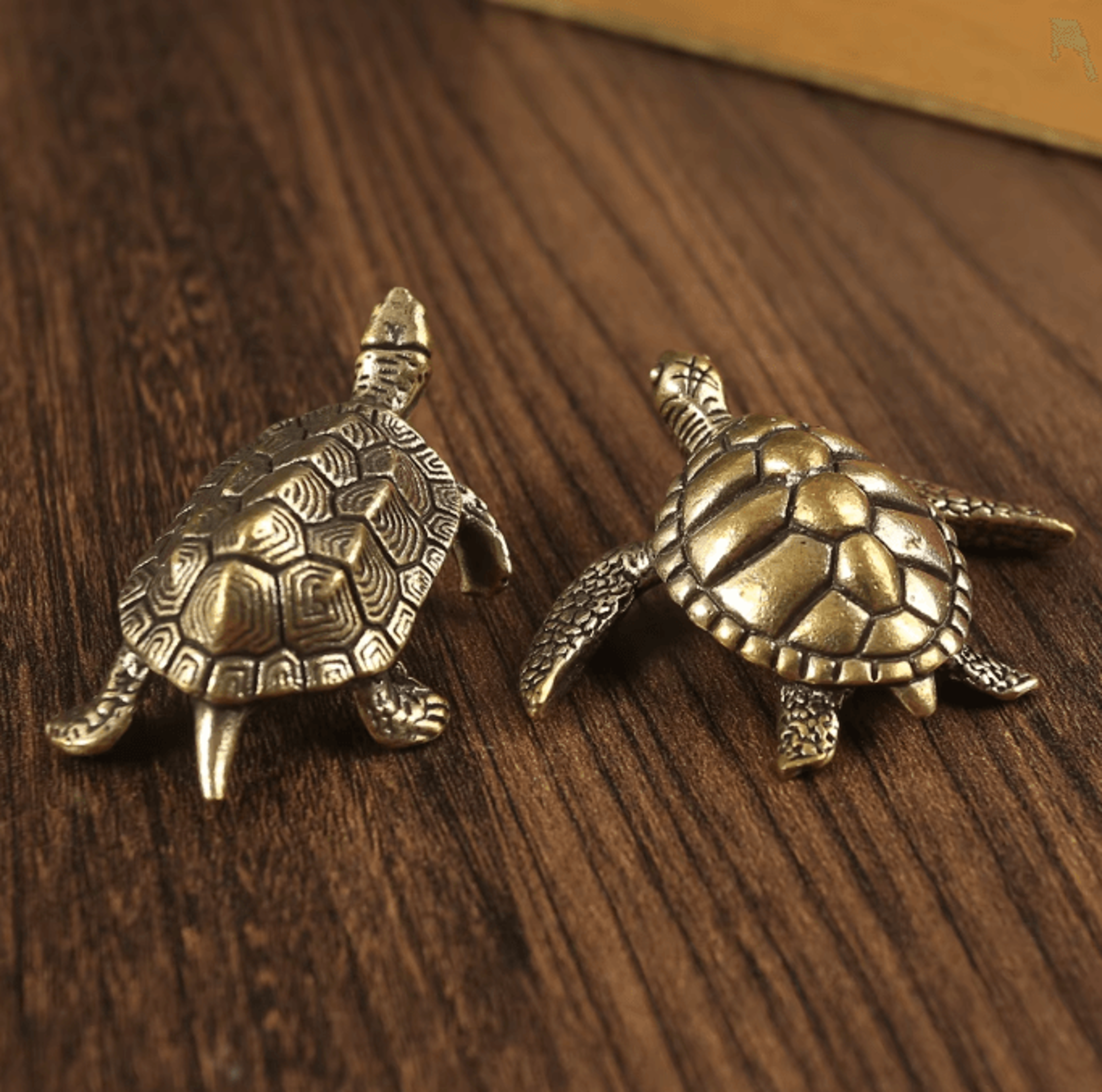 vintage copper turtle figurine – feng shui brass tortoise ornament for desk, tea pet & home decor