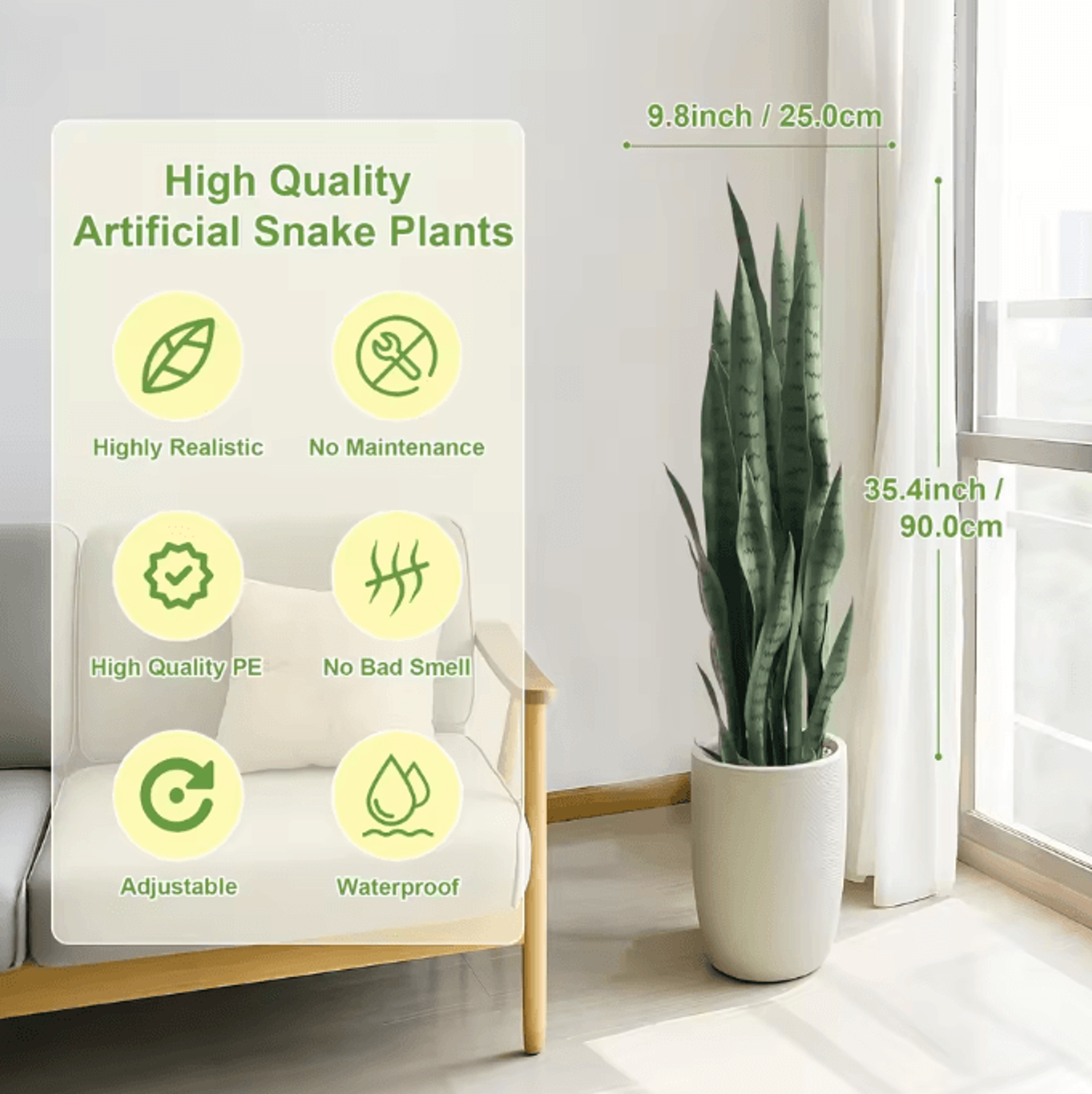 3ft artificial snake plant 2-pack realistic faux agave potted plant for indoor outdoor home office decor