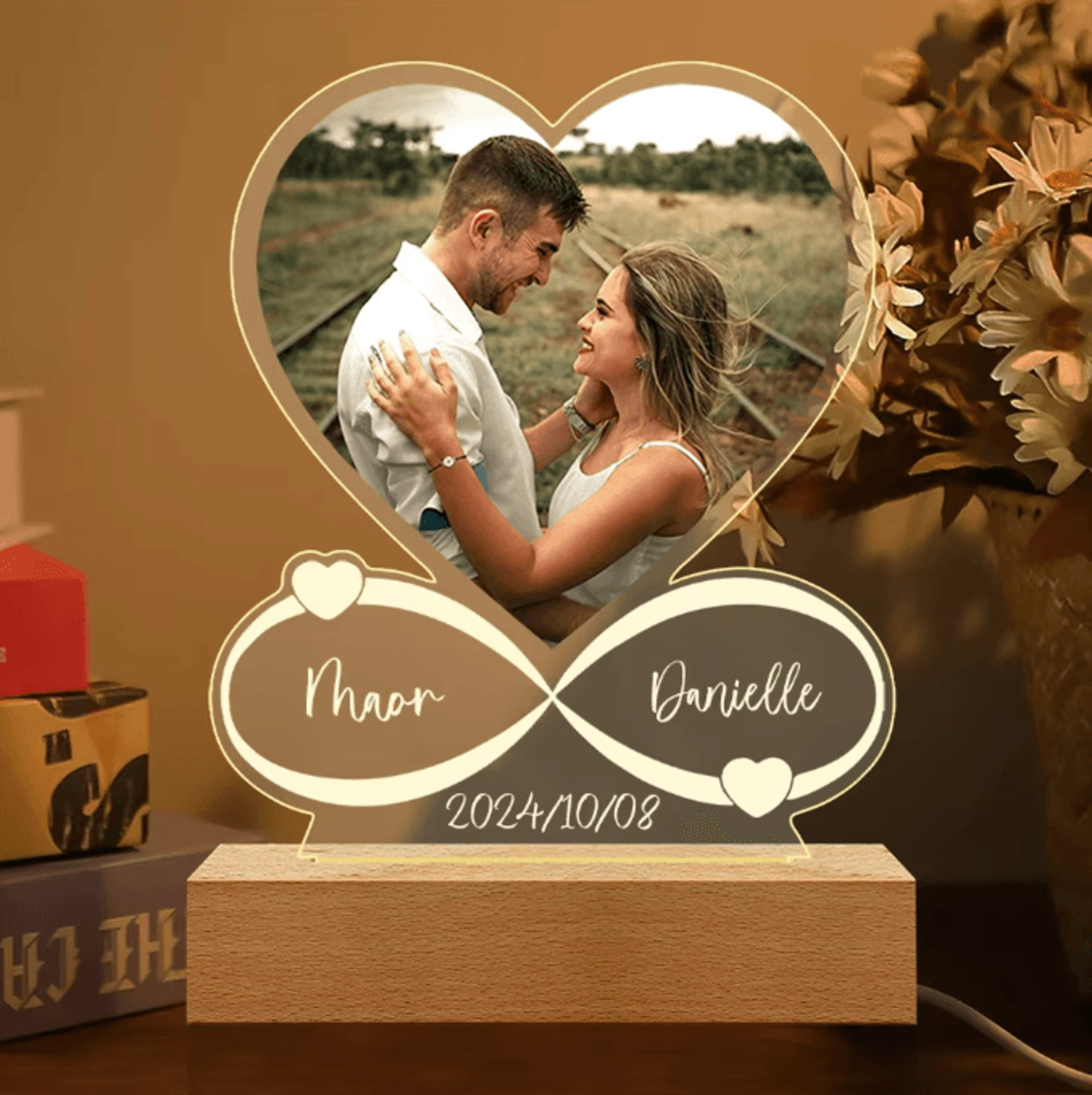 custom photo acrylic plaque personalized couple love frame romantic gift for anniversary valentines day