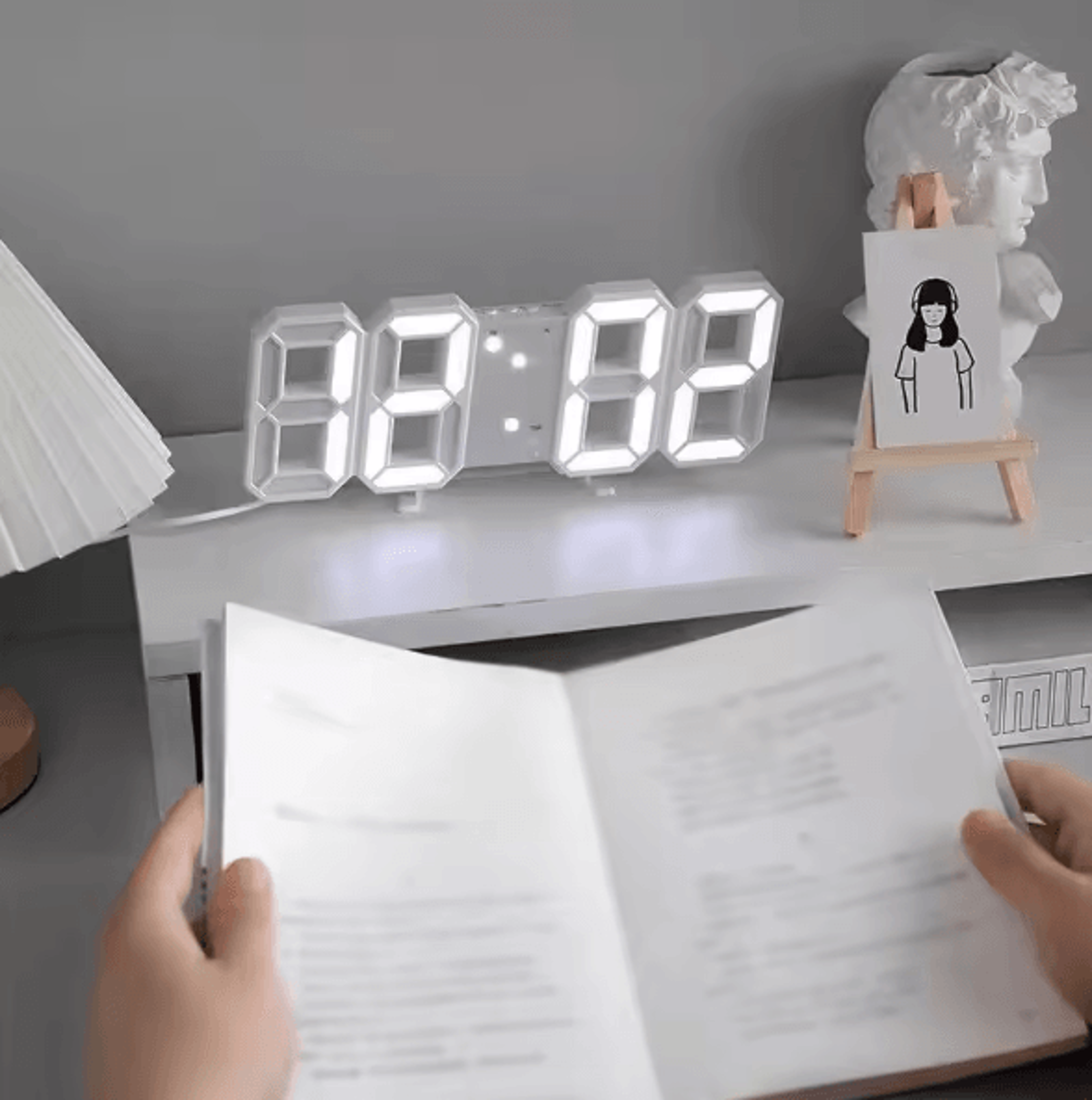 glowtime 3d luminous digital clock voice activated silent led desk clock for bedroom & modern home decor